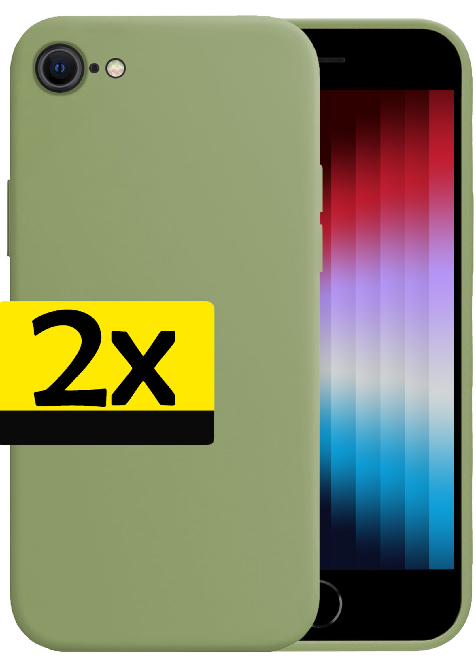 LUQ Hoesje Geschikt voor iPhone SE 2022 Hoesje Siliconen Case - Hoes Geschikt voor iPhone SE (2022) Hoes Siliconen - Groen - 2 Stuks