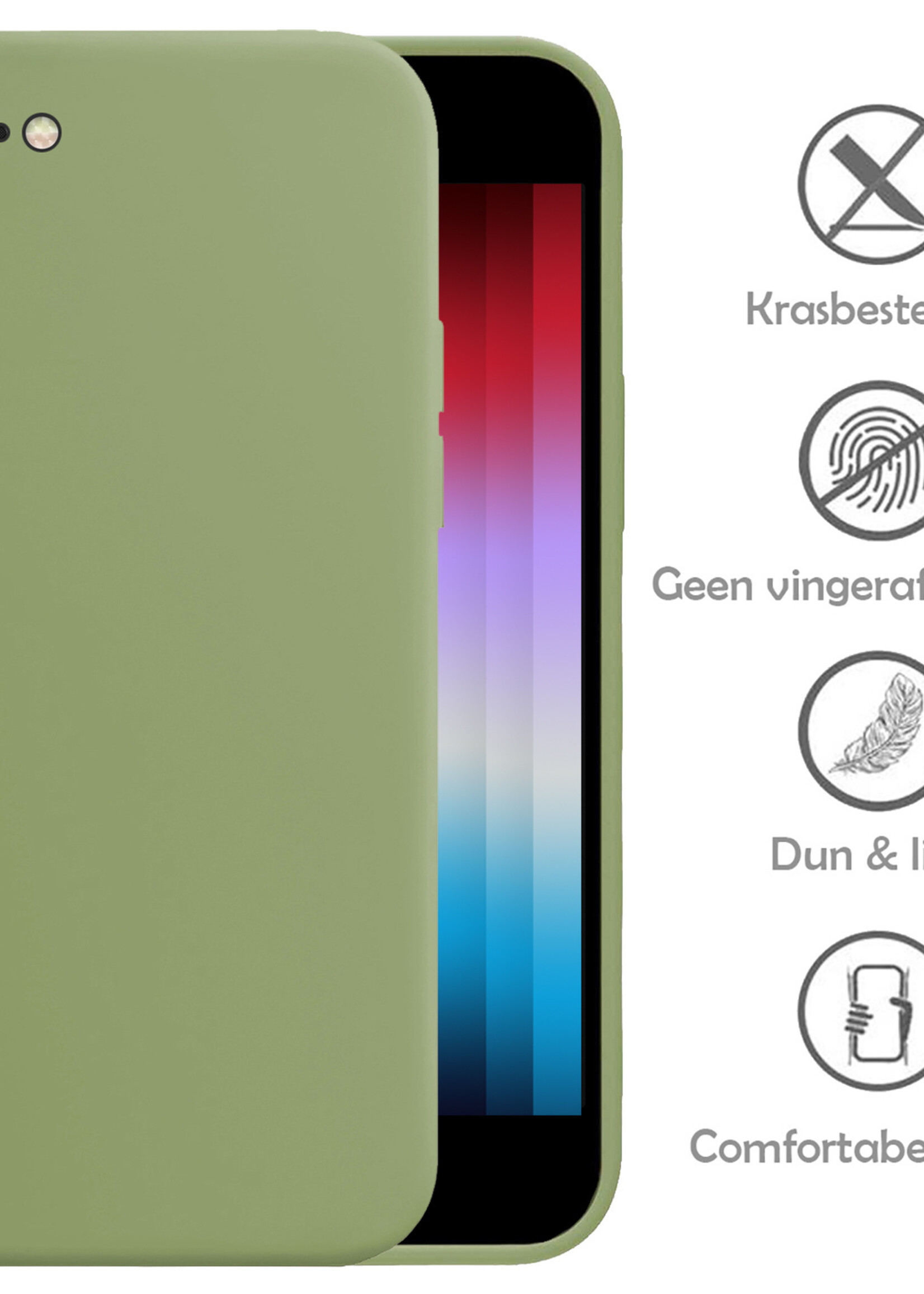 LUQ Hoesje Geschikt voor iPhone SE 2022 Hoesje Siliconen Case - Hoes Geschikt voor iPhone SE (2022) Hoes Siliconen - Groen - 2 Stuks