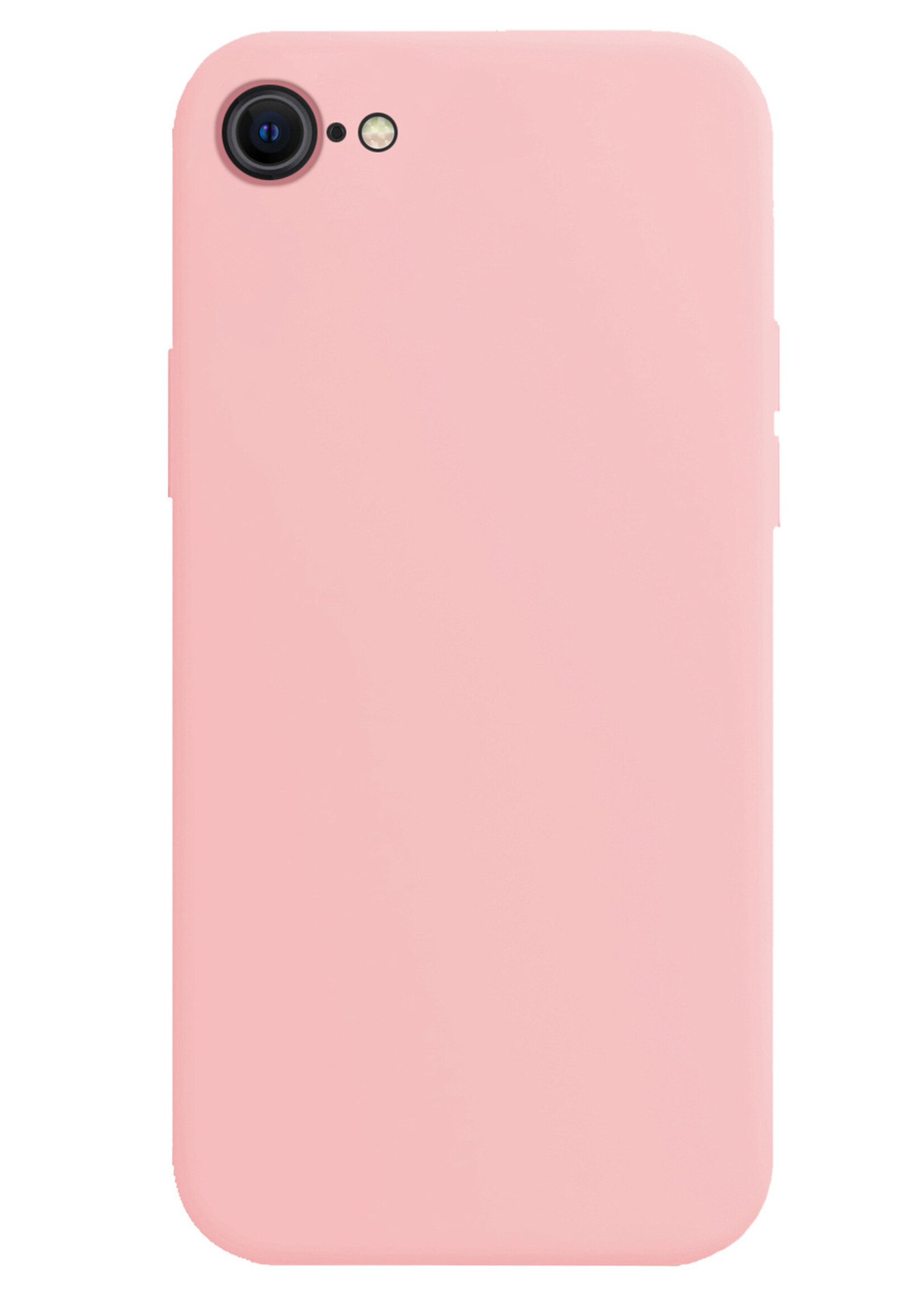 LUQ Hoesje Geschikt voor iPhone SE 2022 Hoesje Siliconen Case - Hoes Geschikt voor iPhone SE (2022) Hoes Siliconen - Lichtroze - 2 Stuks