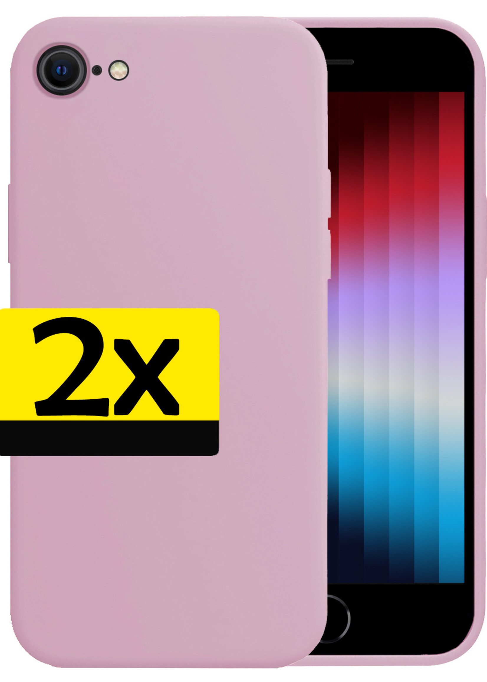 LUQ Hoesje Geschikt voor iPhone SE 2022 Hoesje Siliconen Case - Hoes Geschikt voor iPhone SE (2022) Hoes Siliconen - Lila - 2 Stuks