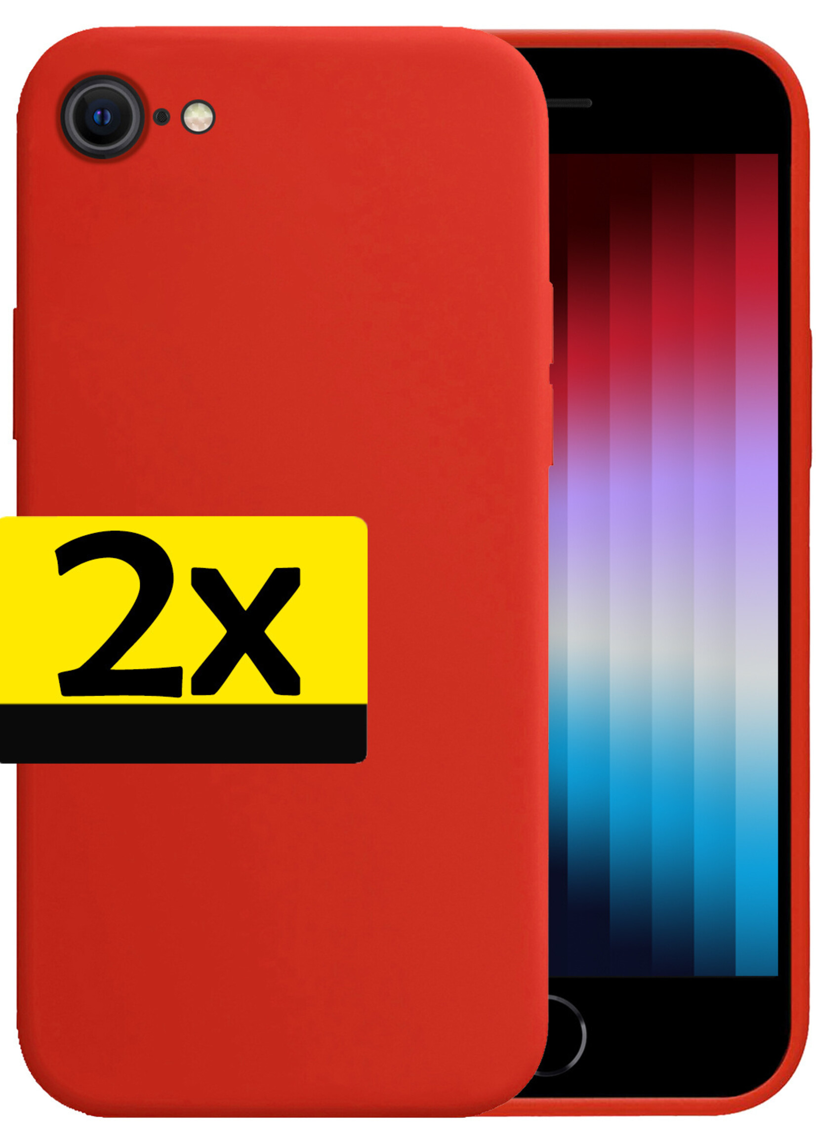 LUQ Hoesje Geschikt voor iPhone SE 2022 Hoesje Siliconen Case - Hoes Geschikt voor iPhone SE (2022) Hoes Siliconen - Rood - 2 Stuks