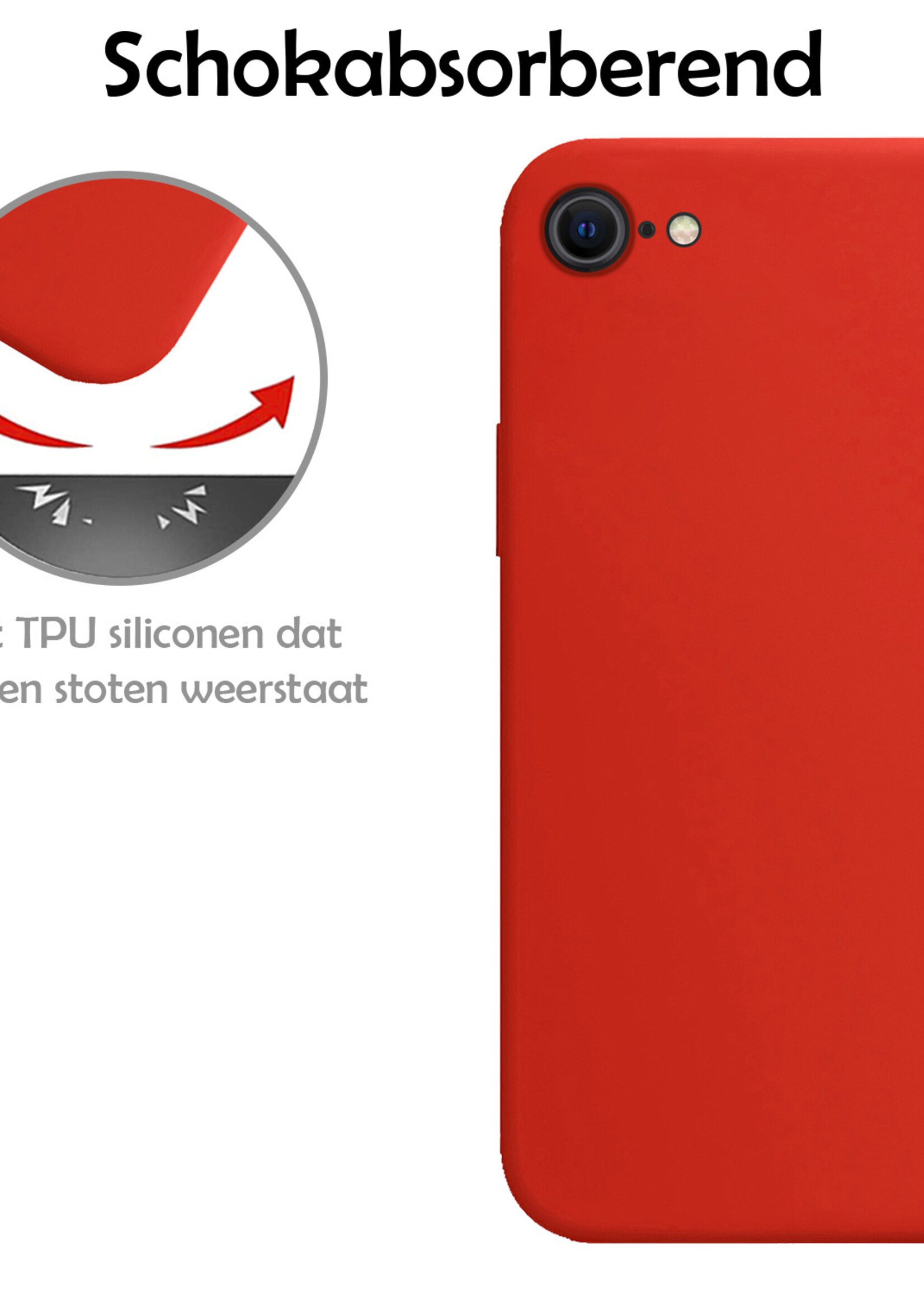 LUQ Hoesje Geschikt voor iPhone SE 2022 Hoesje Siliconen Case - Hoes Geschikt voor iPhone SE (2022) Hoes Siliconen - Rood - 2 Stuks