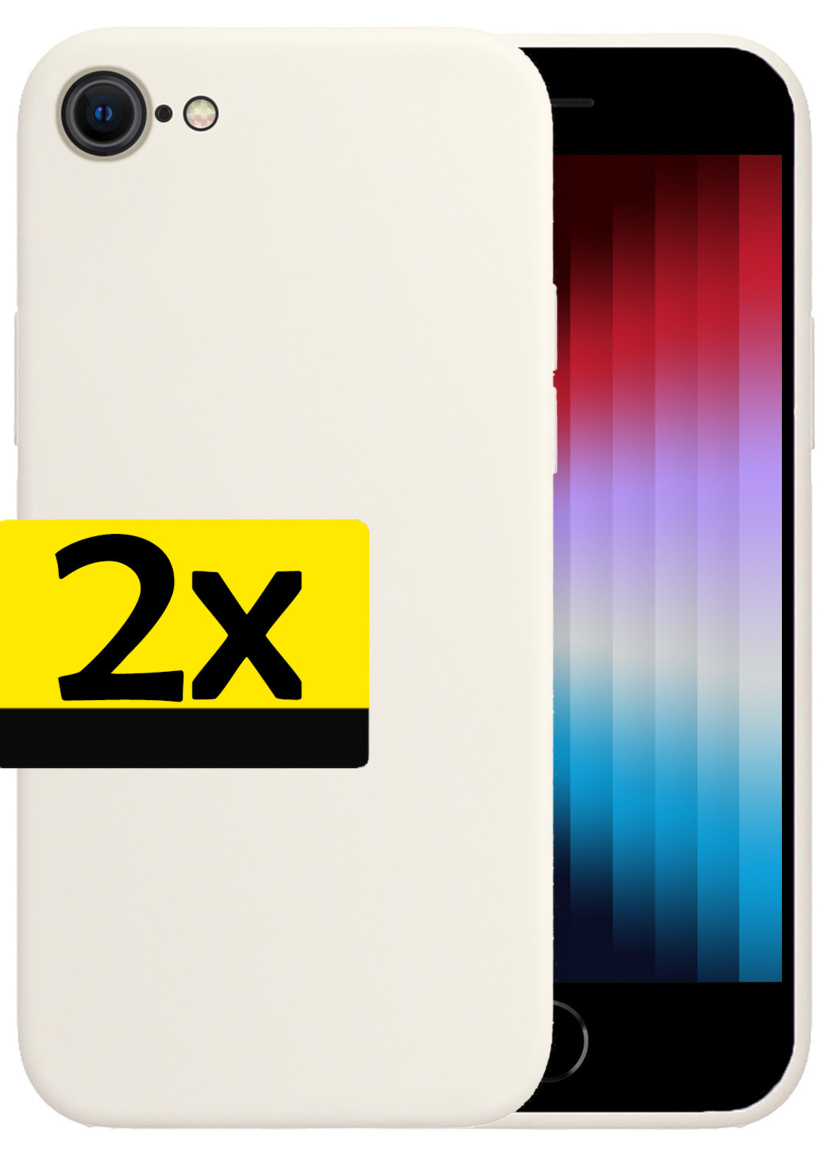 LUQ Hoesje Geschikt voor iPhone SE 2022 Hoesje Siliconen Case - Hoes Geschikt voor iPhone SE (2022) Hoes Siliconen - Wit - 2 Stuks