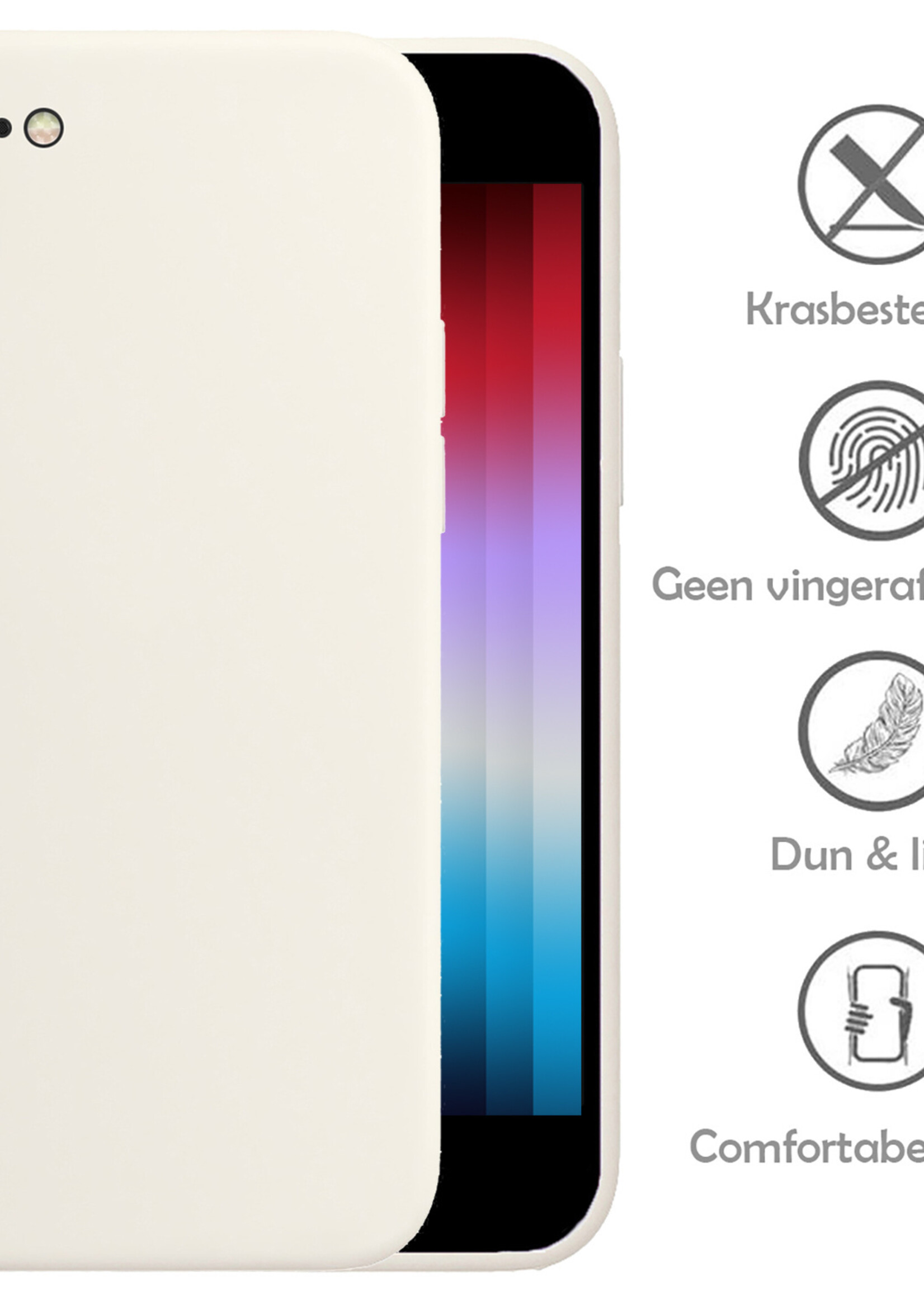 LUQ Hoesje Geschikt voor iPhone SE 2022 Hoesje Siliconen Case - Hoes Geschikt voor iPhone SE (2022) Hoes Siliconen - Wit - 2 Stuks