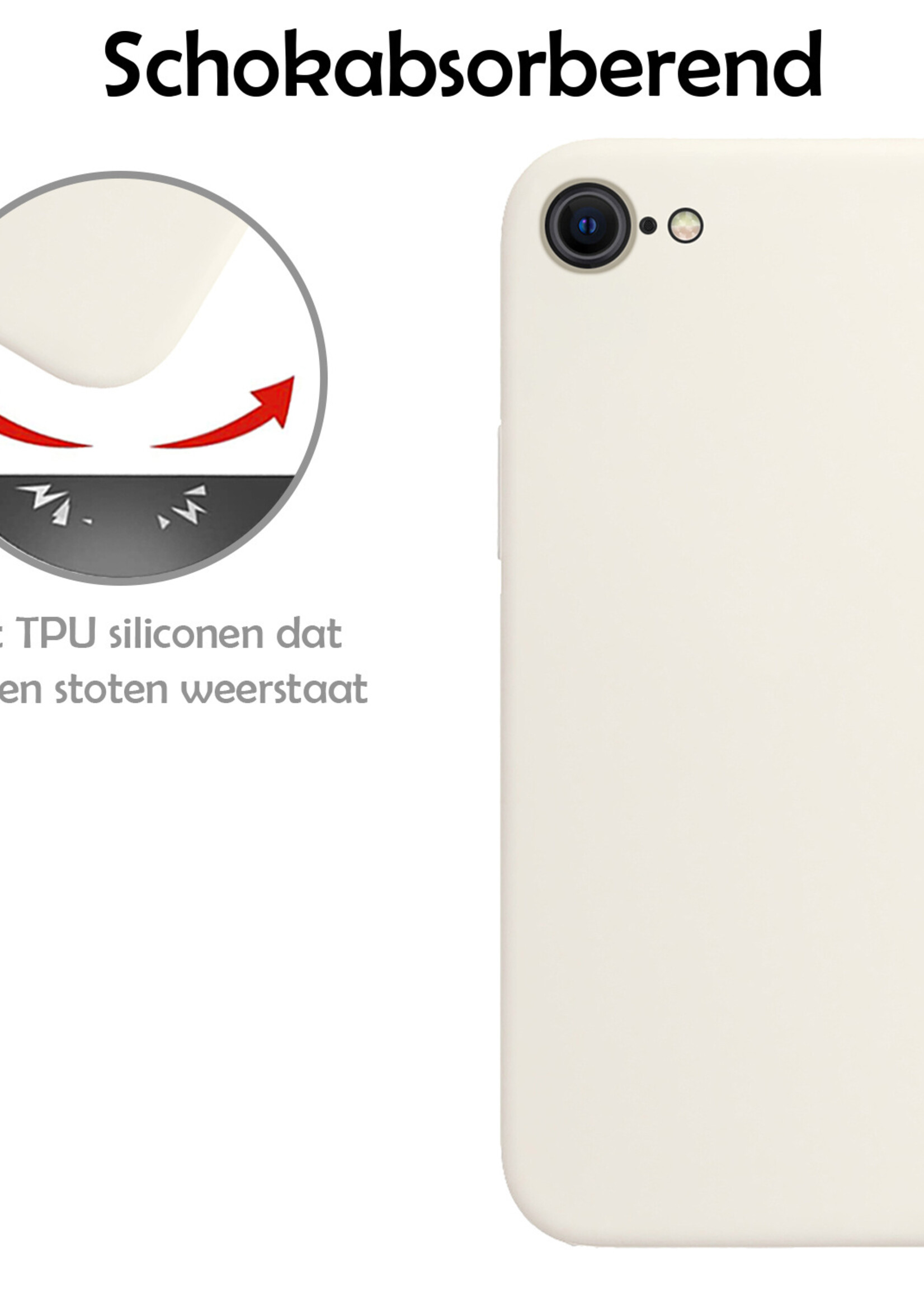 LUQ Hoesje Geschikt voor iPhone SE 2022 Hoesje Siliconen Case - Hoes Geschikt voor iPhone SE (2022) Hoes Siliconen - Wit - 2 Stuks