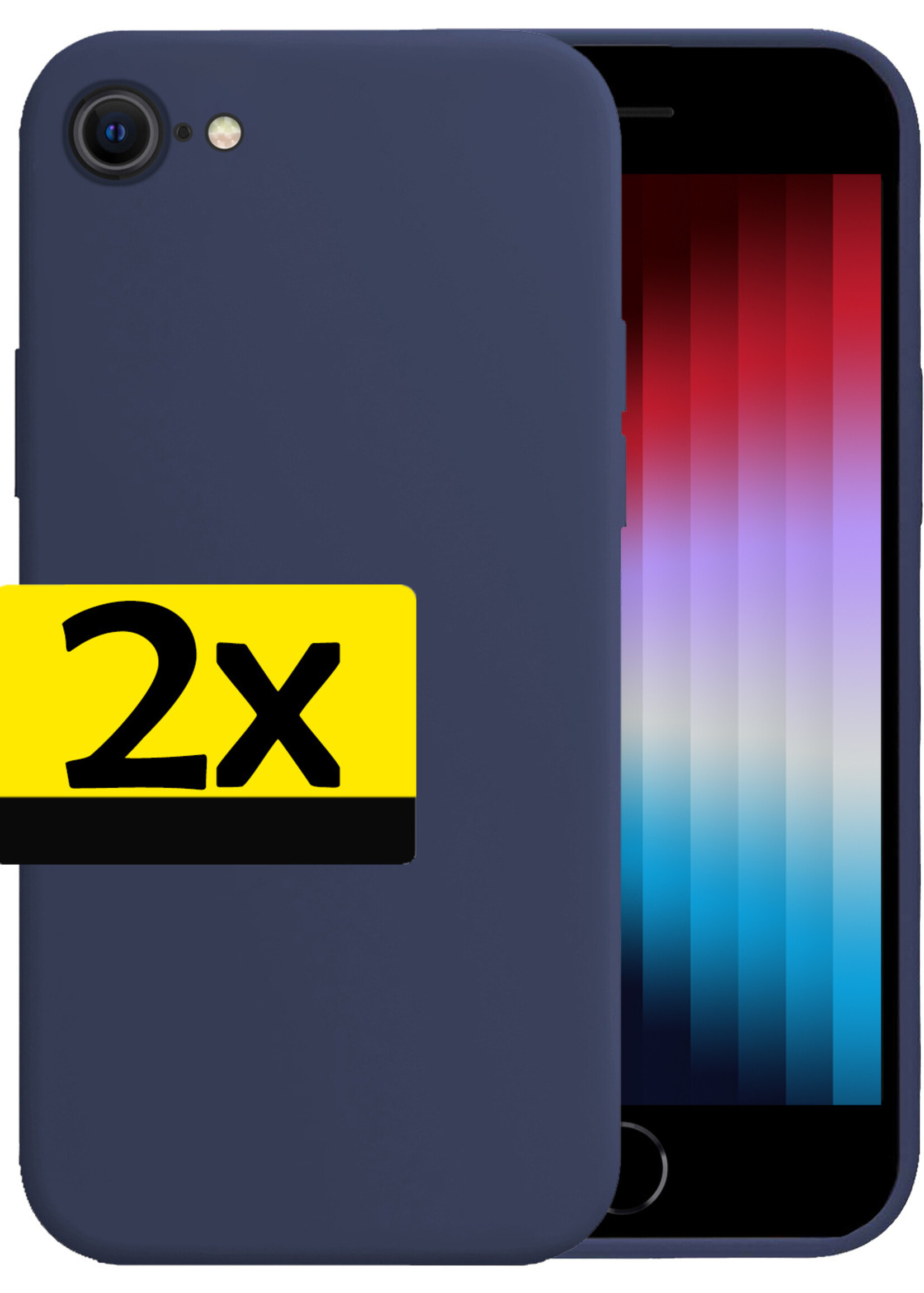 LUQ Hoesje Geschikt voor iPhone SE 2022 Hoesje Siliconen Case - Hoes Geschikt voor iPhone SE (2022) Hoes Siliconen - Zwart - 2 Stuks