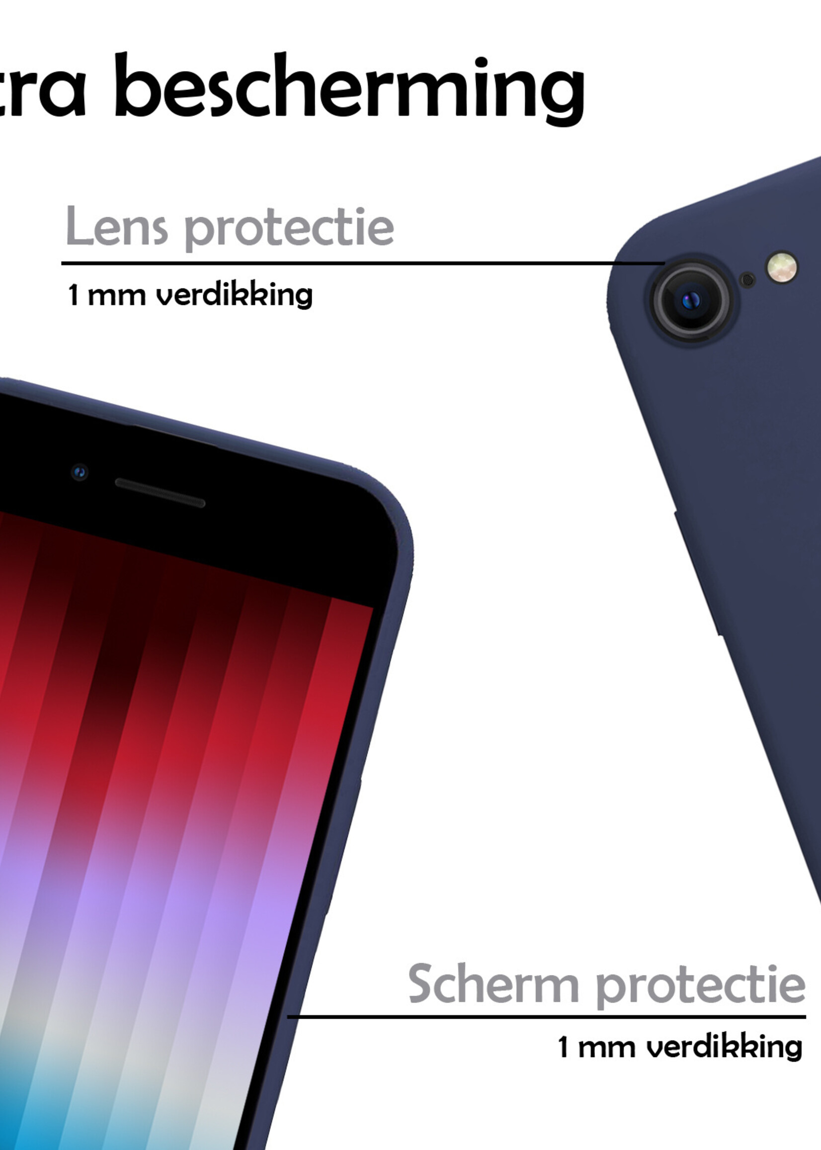 LUQ Hoesje Geschikt voor iPhone SE 2022 Hoesje Siliconen Case - Hoes Geschikt voor iPhone SE (2022) Hoes Siliconen - Zwart - 2 Stuks