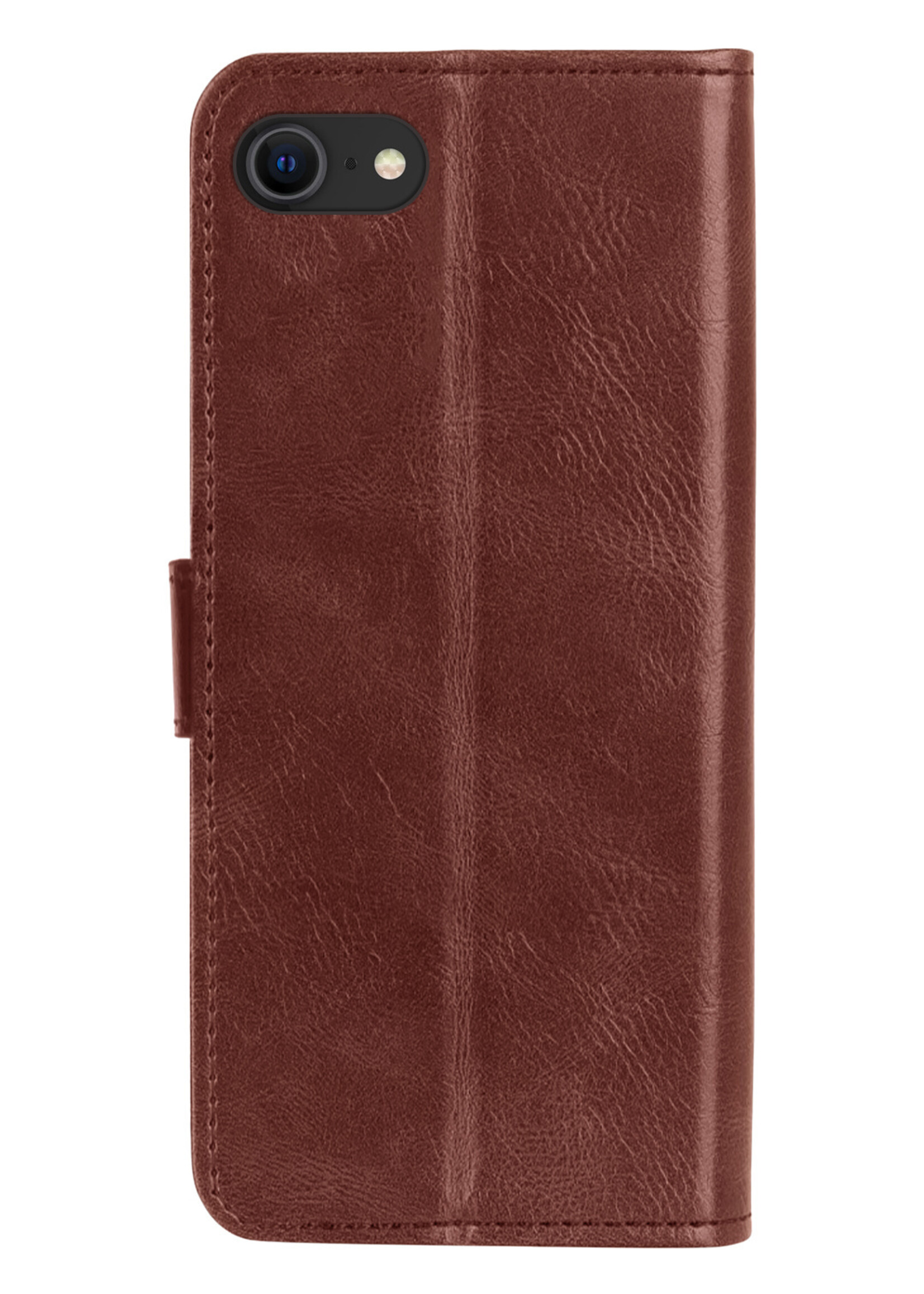LUQ Hoesje Geschikt voor iPhone SE 2022 Hoesje Book Case Hoes Wallet Cover - Hoes Geschikt voor iPhone SE (2022) Hoesje Bookcase Hoes - Bruin