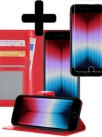 LUQ LUQ iPhone SE 2022 Hoesje Bookcase Met Screenprotector - Rood