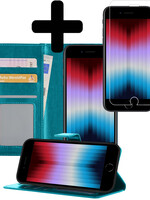 LUQ LUQ iPhone SE 2022 Hoesje Bookcase Met Screenprotector - Turquoise