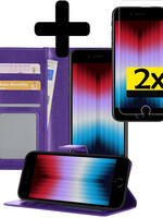 LUQ LUQ iPhone SE 2022 Hoesje Bookcase Met Screenprotector - Paars