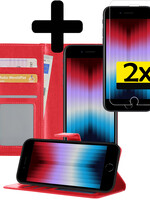 LUQ LUQ iPhone SE 2022 Hoesje Bookcase Met Screenprotector - Rood