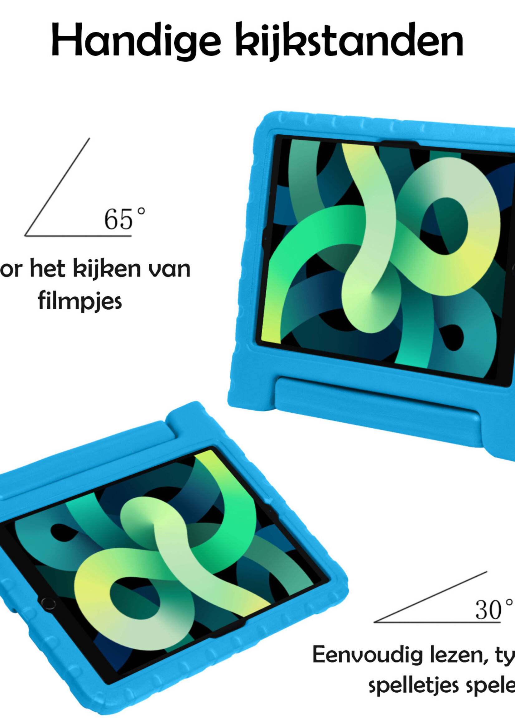 LUQ Hoes Geschikt voor iPad Air 2022 Hoes Kinder Hoesje Kids Case Kinderhoes Shockproof - Hoesje Geschikt voor iPad Air 5 2022 Hoesje Kidscase - Blauw