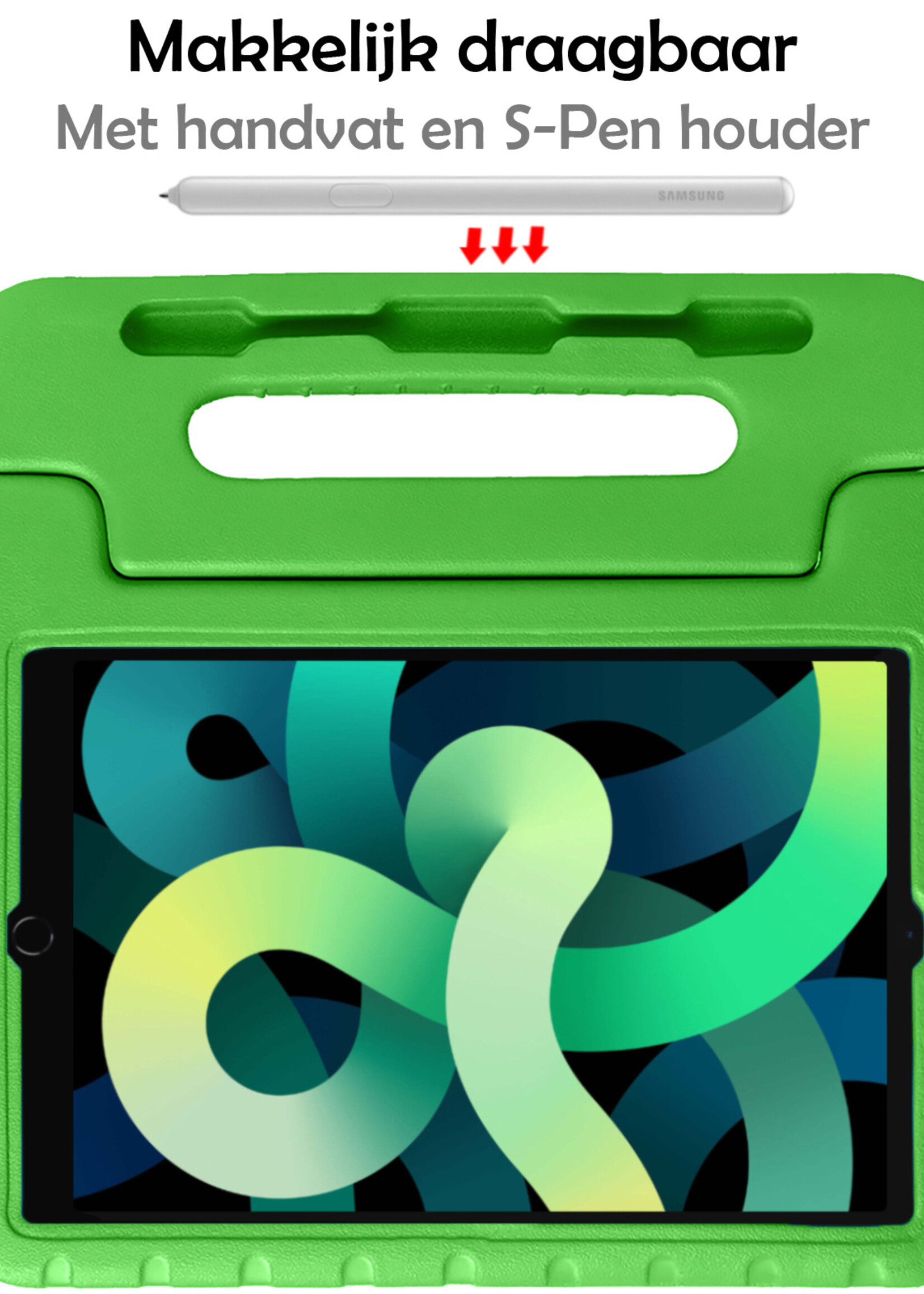 LUQ Hoes Geschikt voor iPad Air 2022 Hoes Kinder Hoesje Kids Case Kinderhoes Shockproof - Hoesje Geschikt voor iPad Air 5 2022 Hoesje Kidscase - Groen