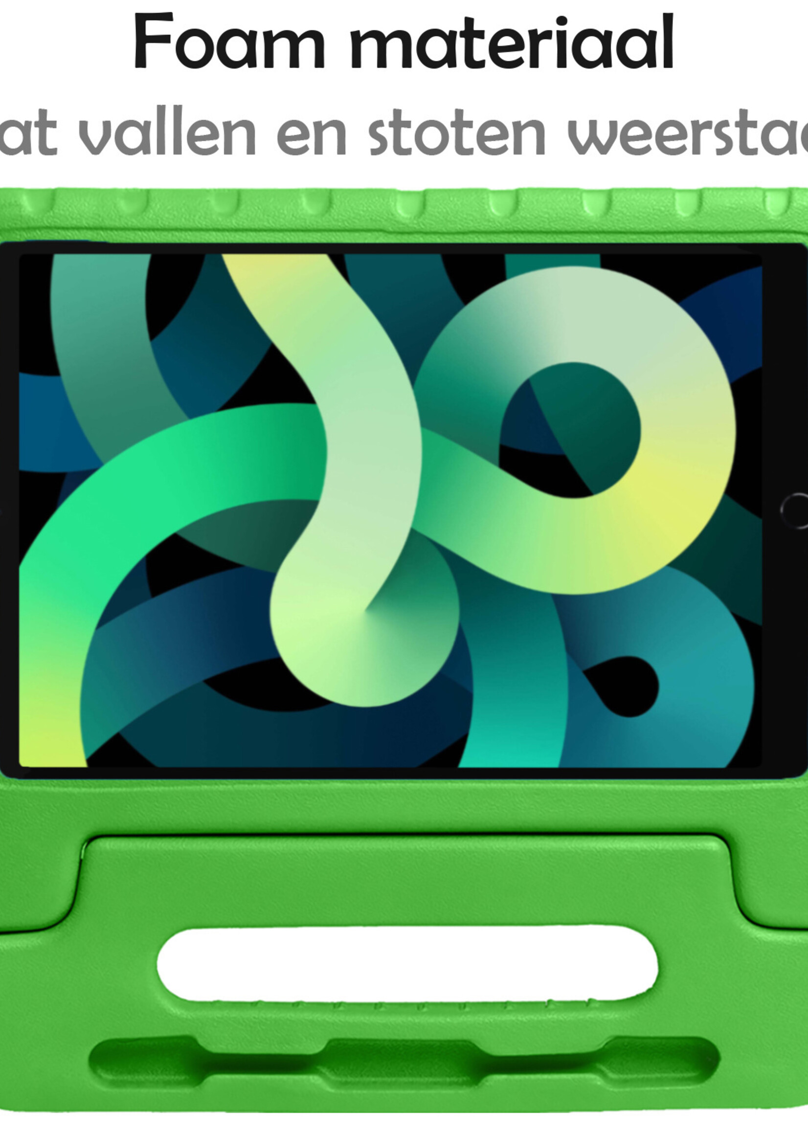 LUQ Hoes Geschikt voor iPad Air 2022 Hoes Kinder Hoesje Kids Case Kinderhoes Shockproof - Hoesje Geschikt voor iPad Air 5 2022 Hoesje Kidscase - Groen
