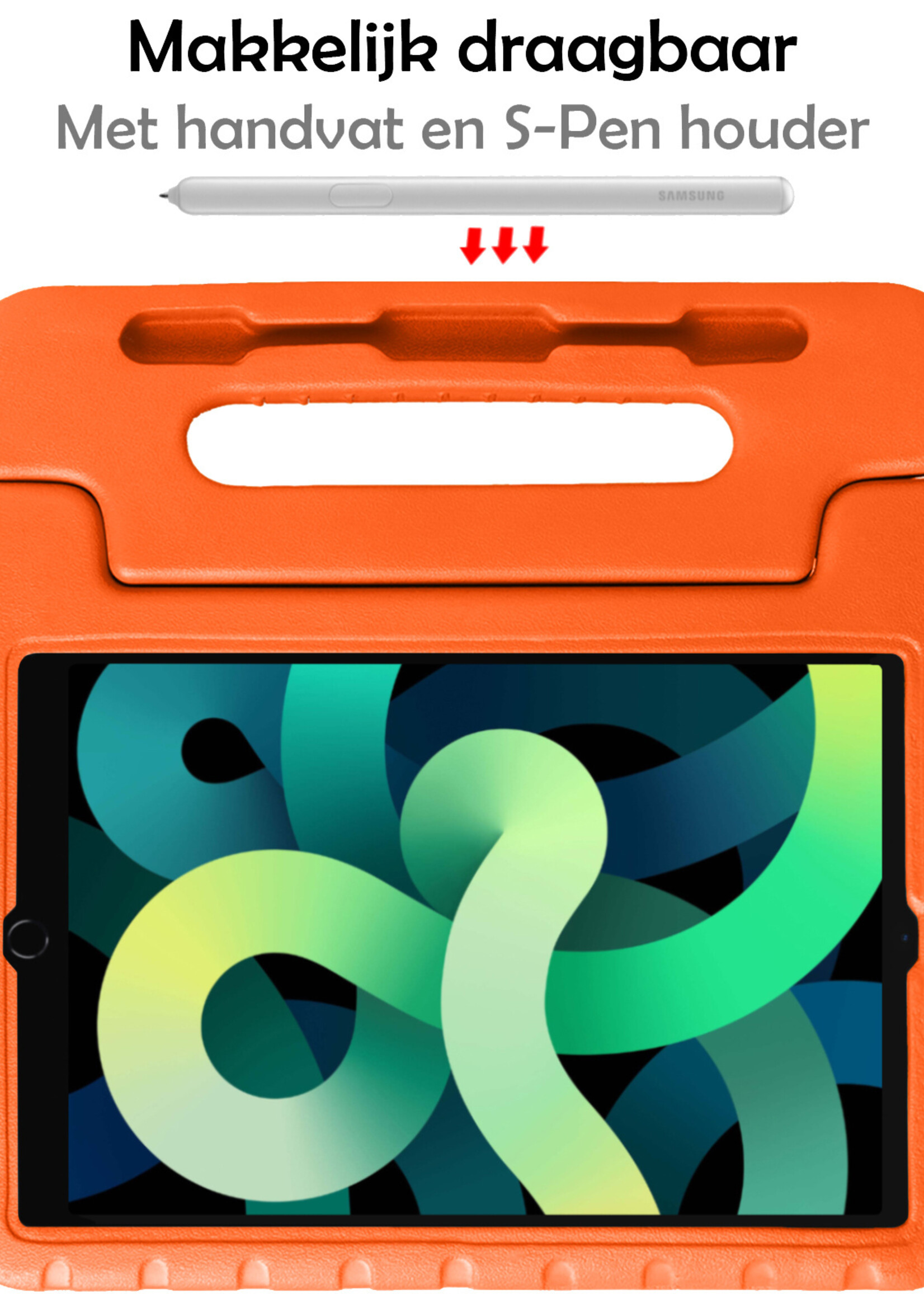 LUQ Hoes Geschikt voor iPad Air 2022 Hoes Kinder Hoesje Kids Case Kinderhoes Shockproof - Hoesje Geschikt voor iPad Air 5 2022 Hoesje Kidscase - Oranje