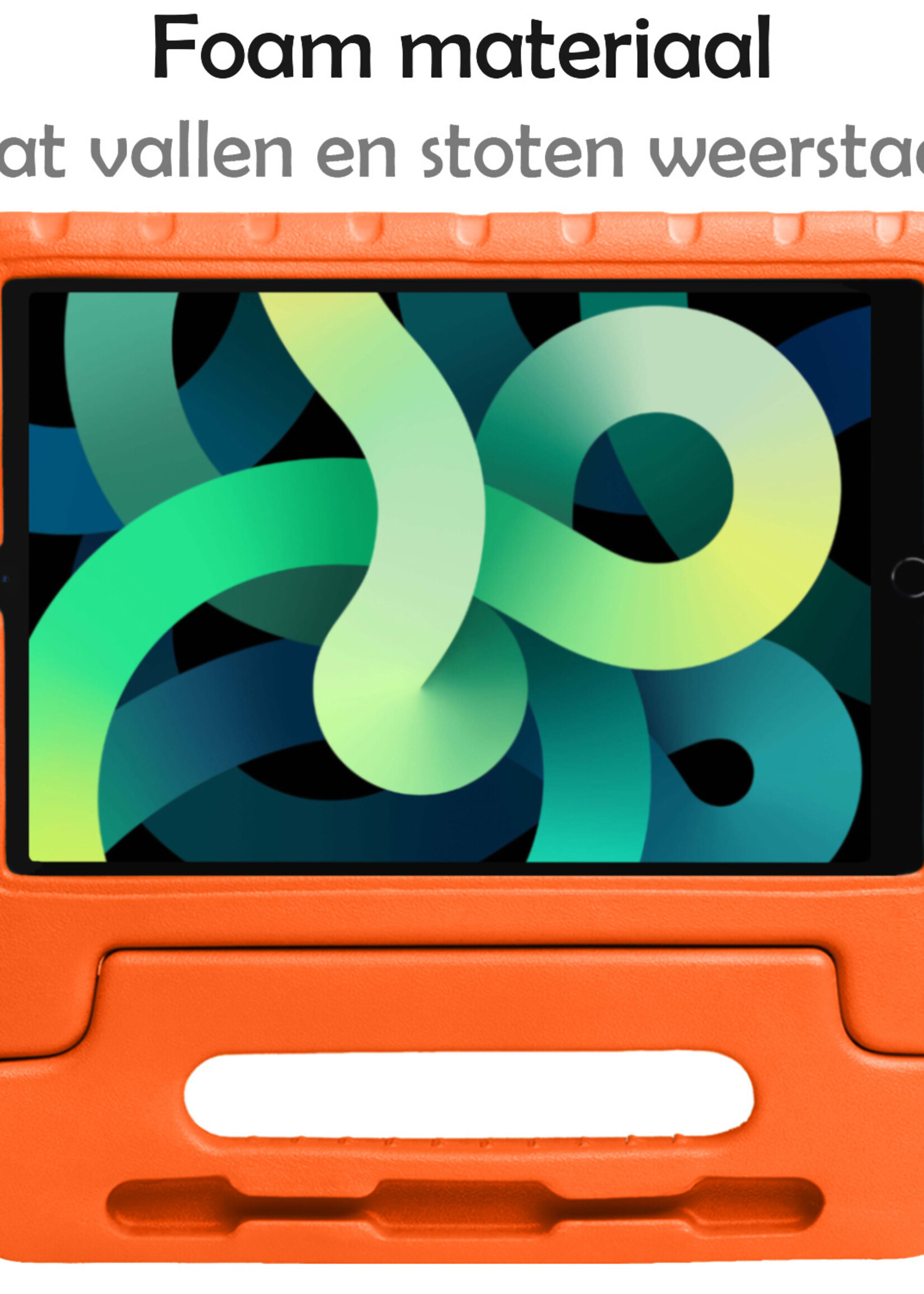 LUQ Hoes Geschikt voor iPad Air 2022 Hoes Kinder Hoesje Kids Case Kinderhoes Shockproof - Hoesje Geschikt voor iPad Air 5 2022 Hoesje Kidscase - Oranje
