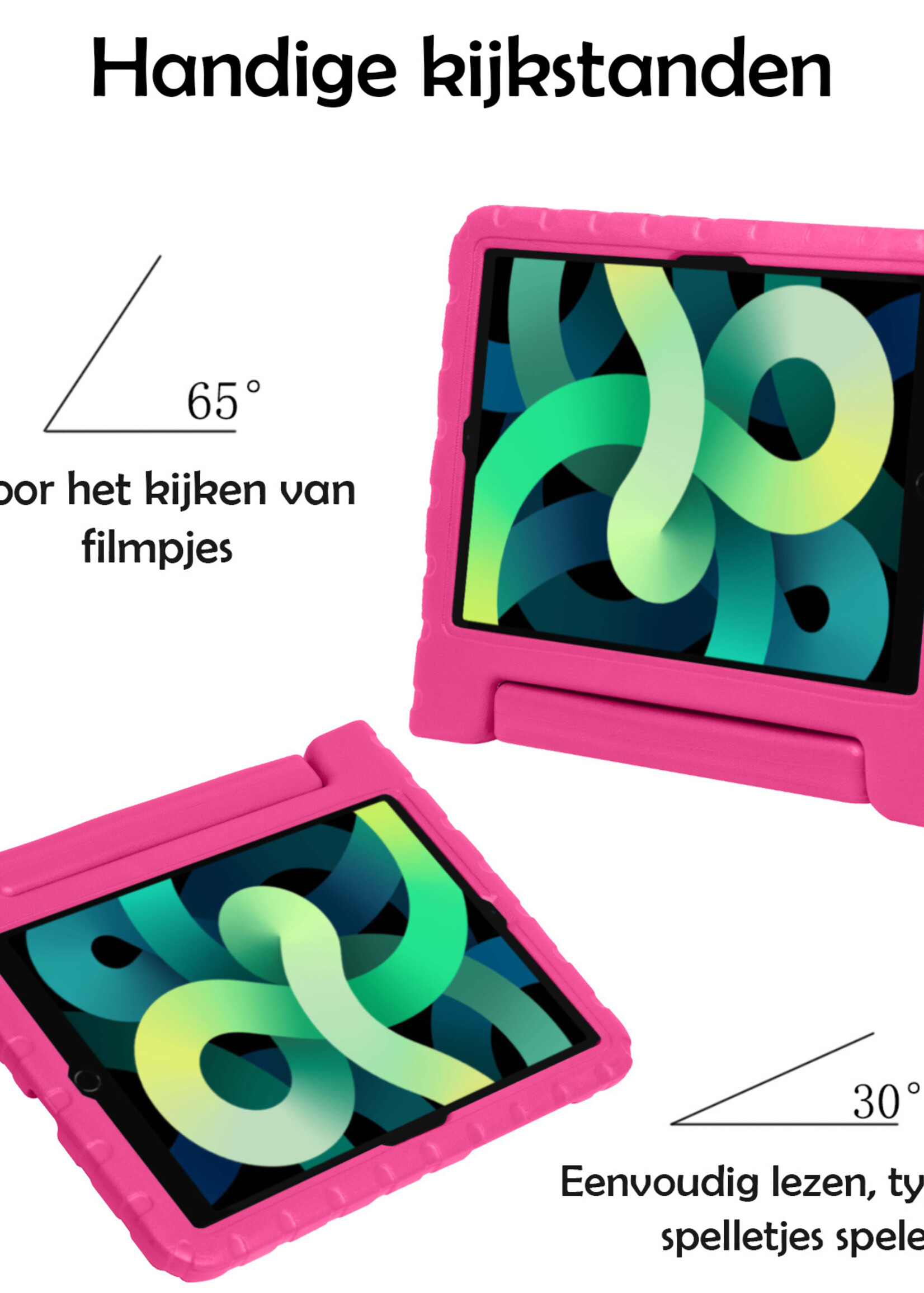 LUQ Hoes Geschikt voor iPad Air 2022 Hoes Kinder Hoesje Kids Case Kinderhoes Shockproof - Hoesje Geschikt voor iPad Air 5 2022 Hoesje Kidscase - Roze
