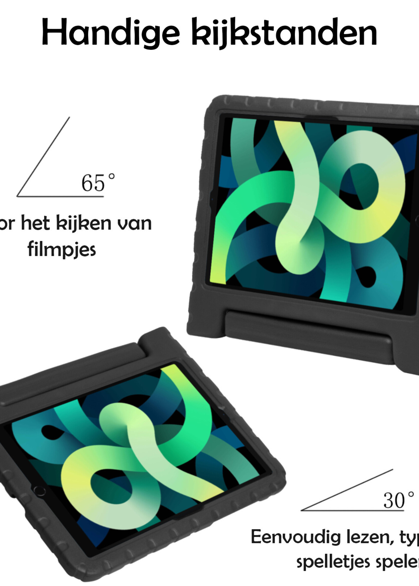 LUQ Hoes Geschikt voor iPad Air 2022 Hoes Kinder Hoesje Kids Case Kinderhoes Shockproof - Hoesje Geschikt voor iPad Air 5 2022 Hoesje Kidscase - Zwart