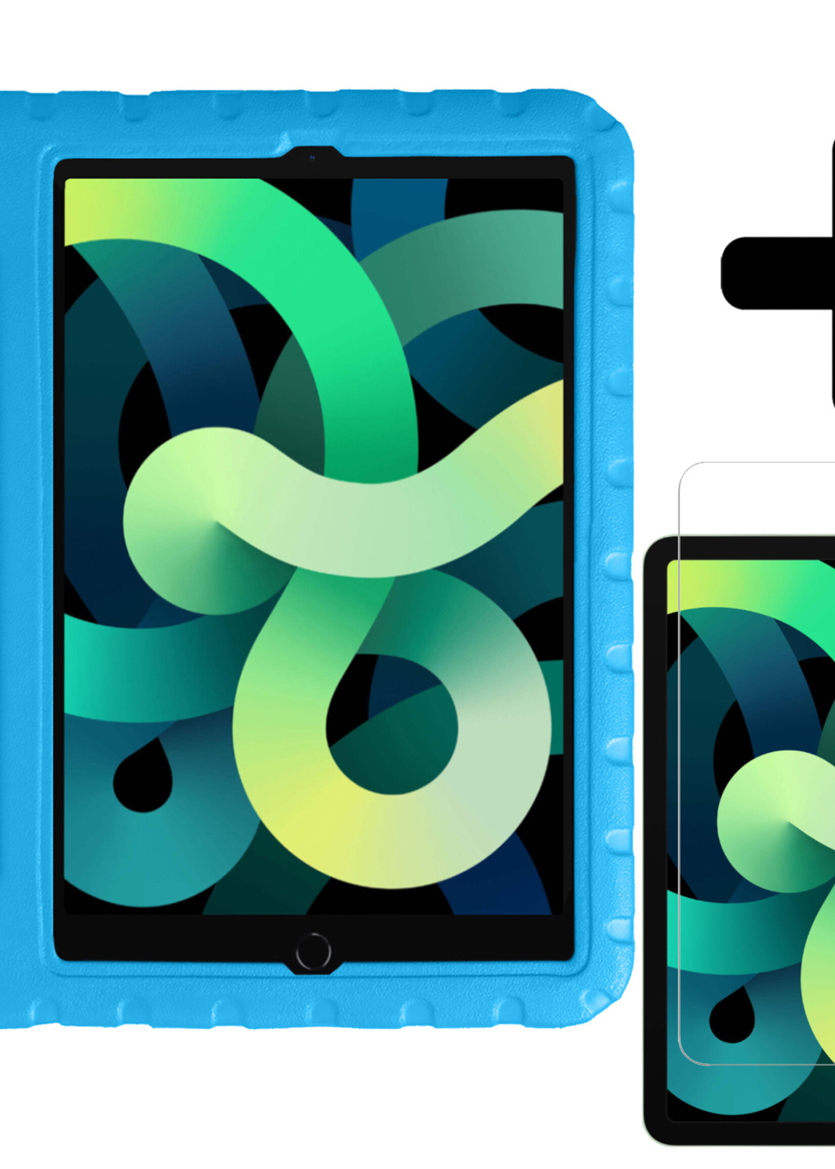 LUQ Hoes Geschikt voor iPad Air 2022 Hoes Kinder Hoesje Kids Case Kinderhoes Shockproof Met Screenprotector - Hoesje Geschikt voor iPad Air 5 2022 Hoesje Kidscase - Blauw