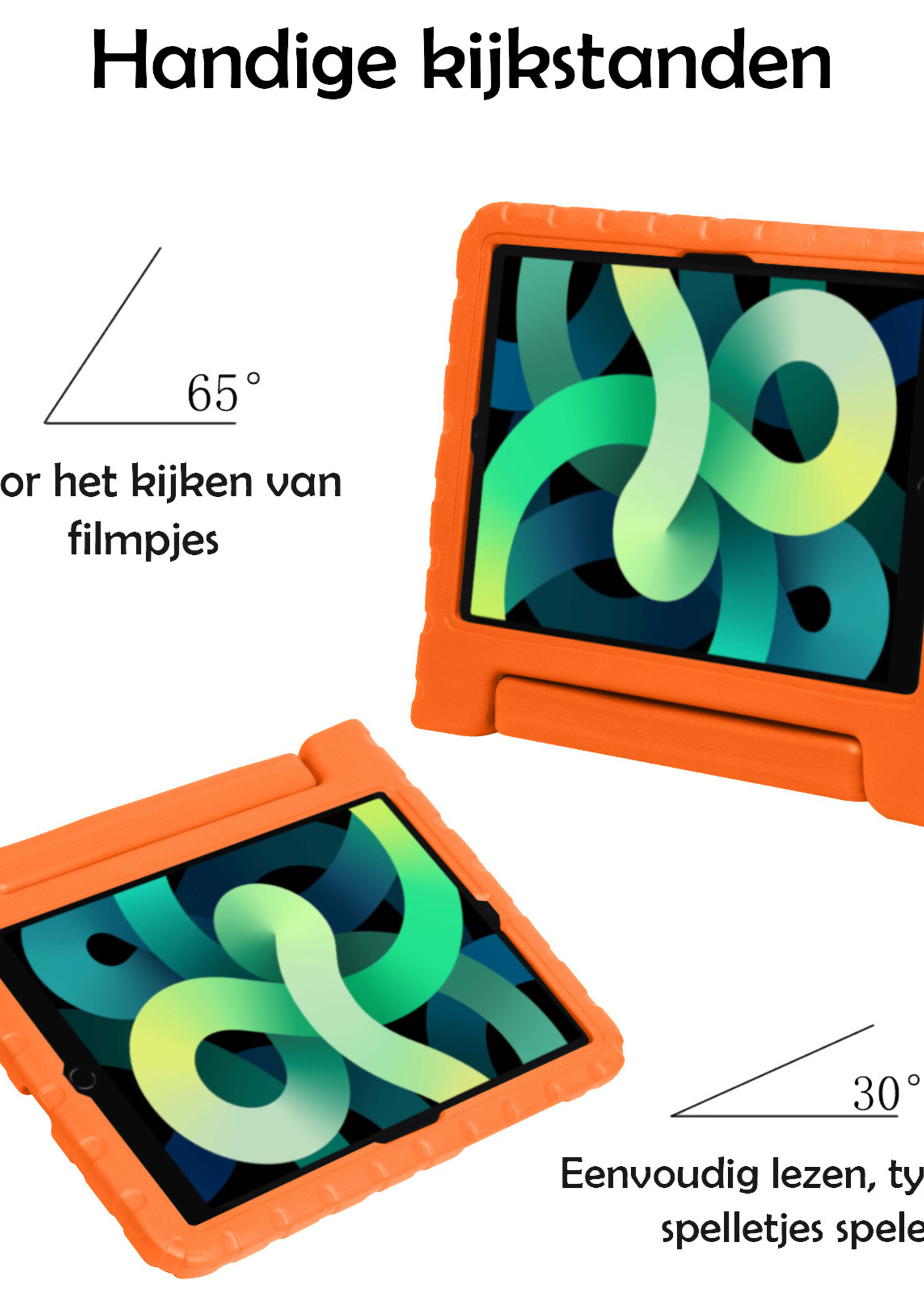 LUQ Hoes Geschikt voor iPad Air 2022 Hoes Kinder Hoesje Kids Case Kinderhoes Shockproof Met Screenprotector - Hoesje Geschikt voor iPad Air 5 2022 Hoesje Kidscase - Oranje