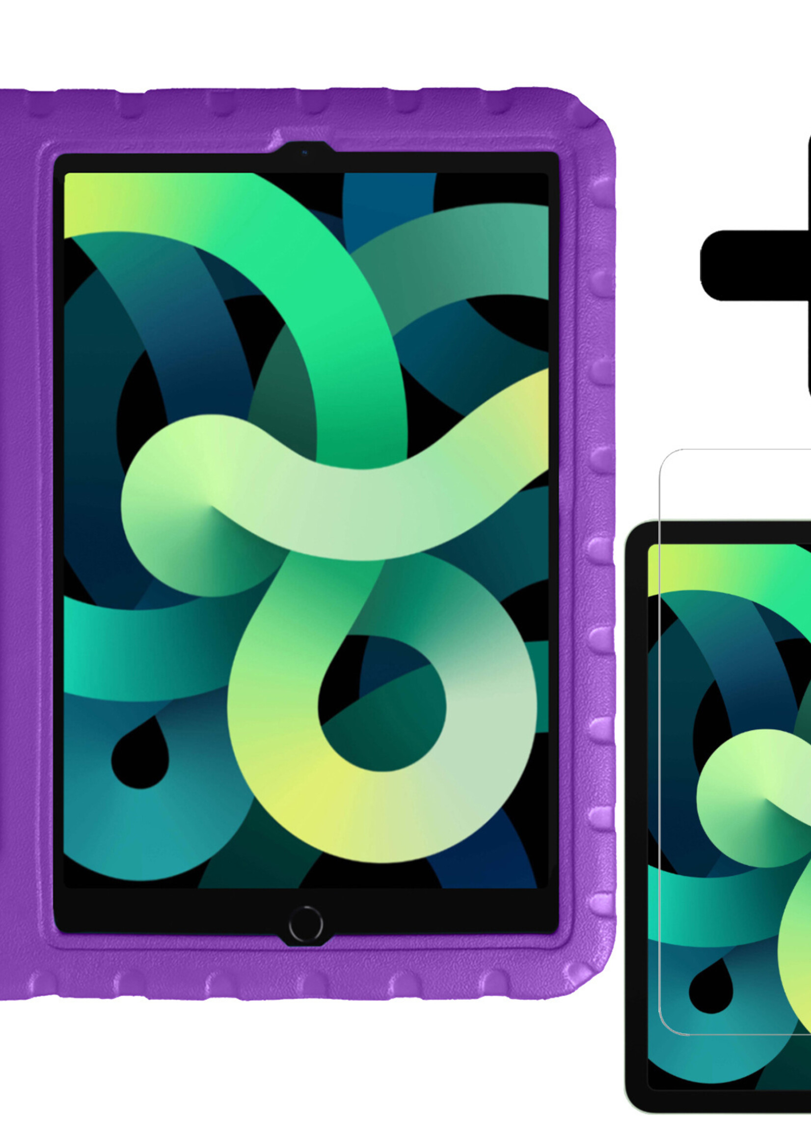 LUQ Hoes Geschikt voor iPad Air 2022 Hoes Kinder Hoesje Kids Case Kinderhoes Shockproof Met Screenprotector - Hoesje Geschikt voor iPad Air 5 2022 Hoesje Kidscase - Paars