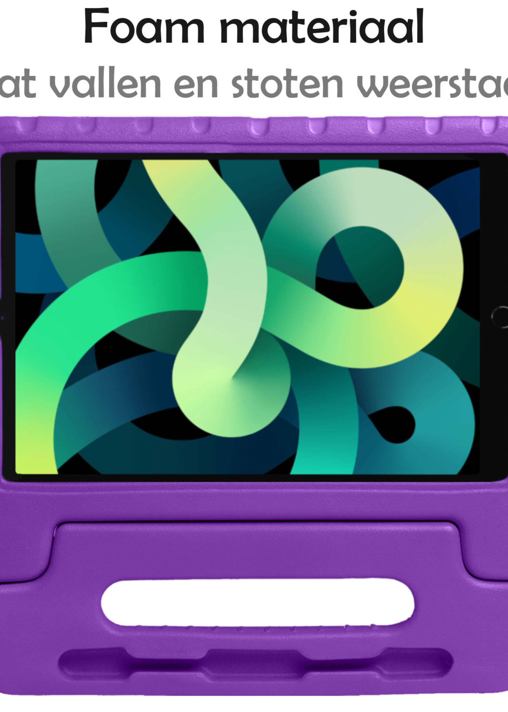 LUQ Hoes Geschikt voor iPad Air 2022 Hoes Kinder Hoesje Kids Case Kinderhoes Shockproof Met Screenprotector - Hoesje Geschikt voor iPad Air 5 2022 Hoesje Kidscase - Paars