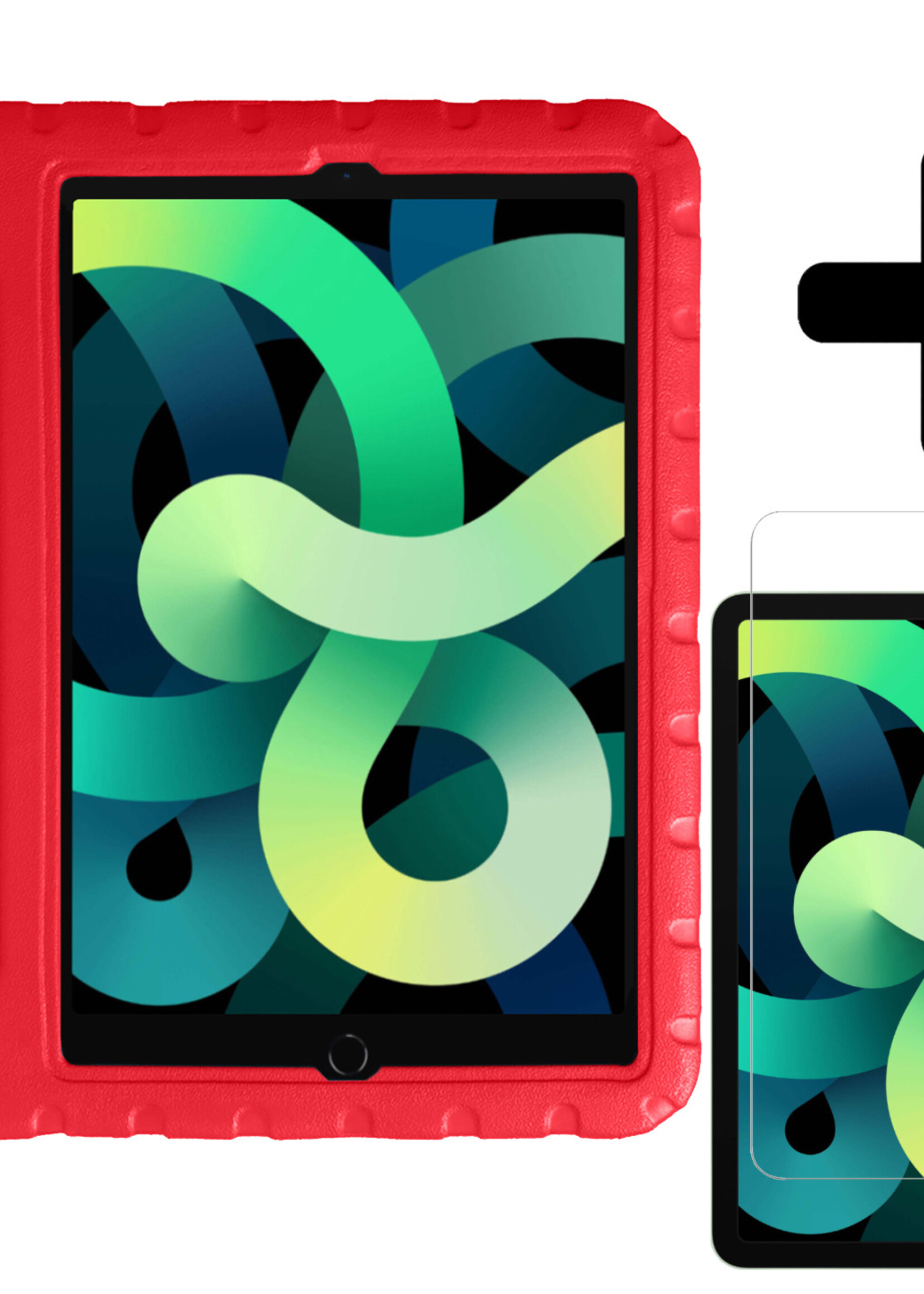 LUQ Hoes Geschikt voor iPad Air 2022 Hoes Kinder Hoesje Kids Case Kinderhoes Shockproof Met Screenprotector - Hoesje Geschikt voor iPad Air 5 2022 Hoesje Kidscase - Rood