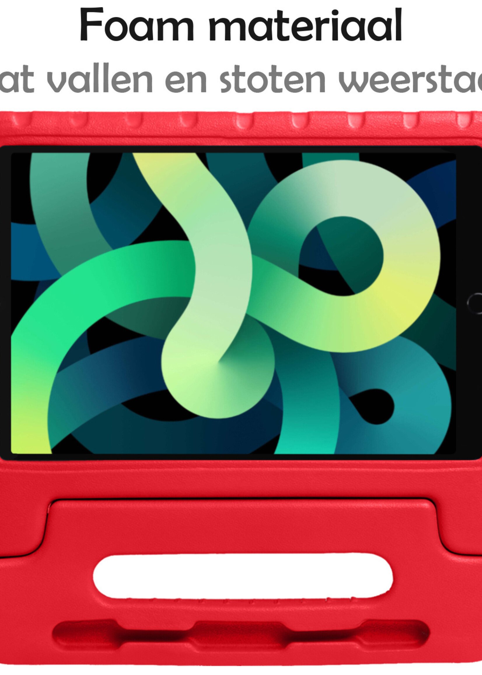 LUQ Hoes Geschikt voor iPad Air 2022 Hoes Kinder Hoesje Kids Case Kinderhoes Shockproof Met Screenprotector - Hoesje Geschikt voor iPad Air 5 2022 Hoesje Kidscase - Rood