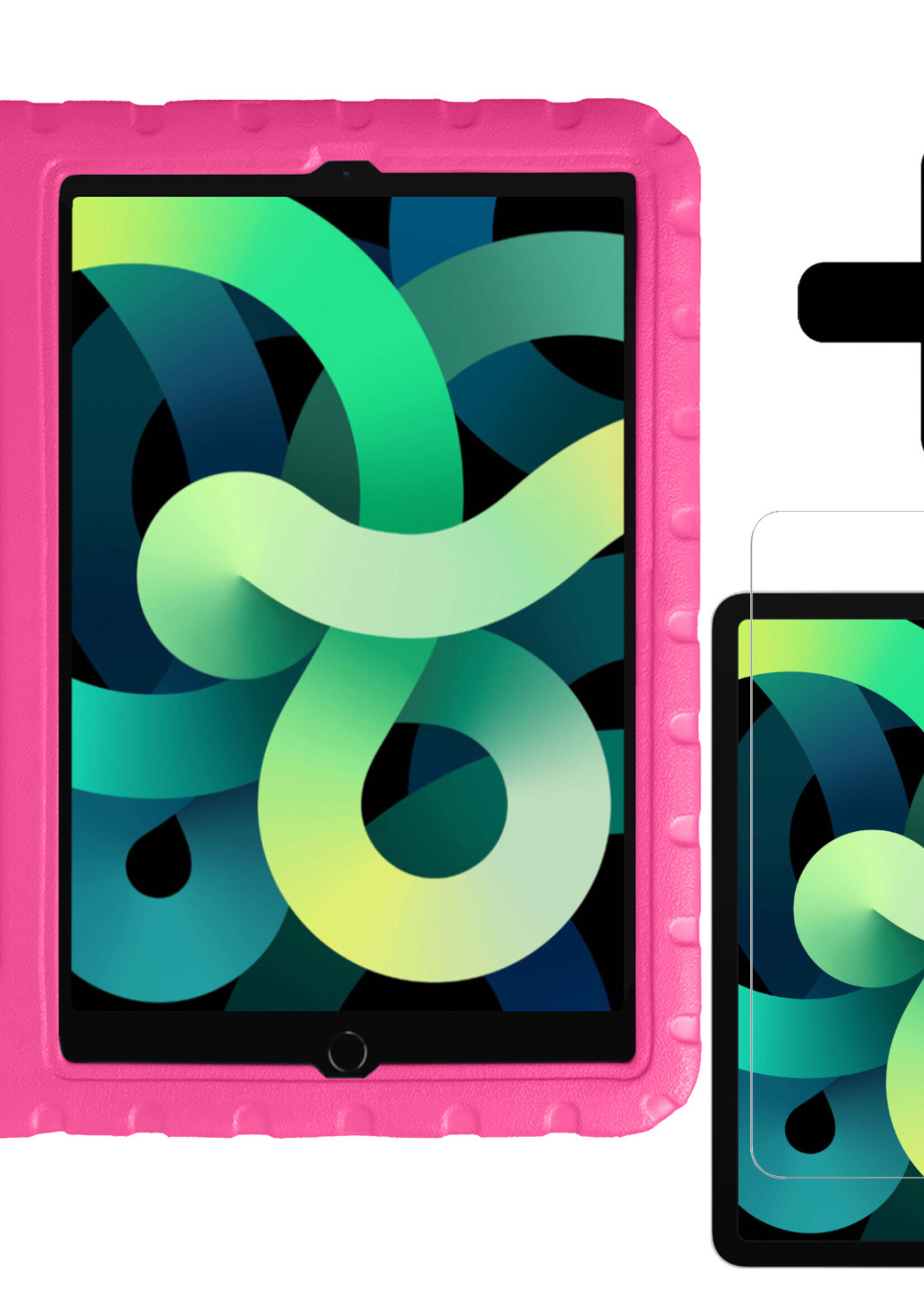 LUQ Hoes Geschikt voor iPad Air 2022 Hoes Kinder Hoesje Kids Case Kinderhoes Shockproof Met Screenprotector - Hoesje Geschikt voor iPad Air 5 2022 Hoesje Kidscase - Roze