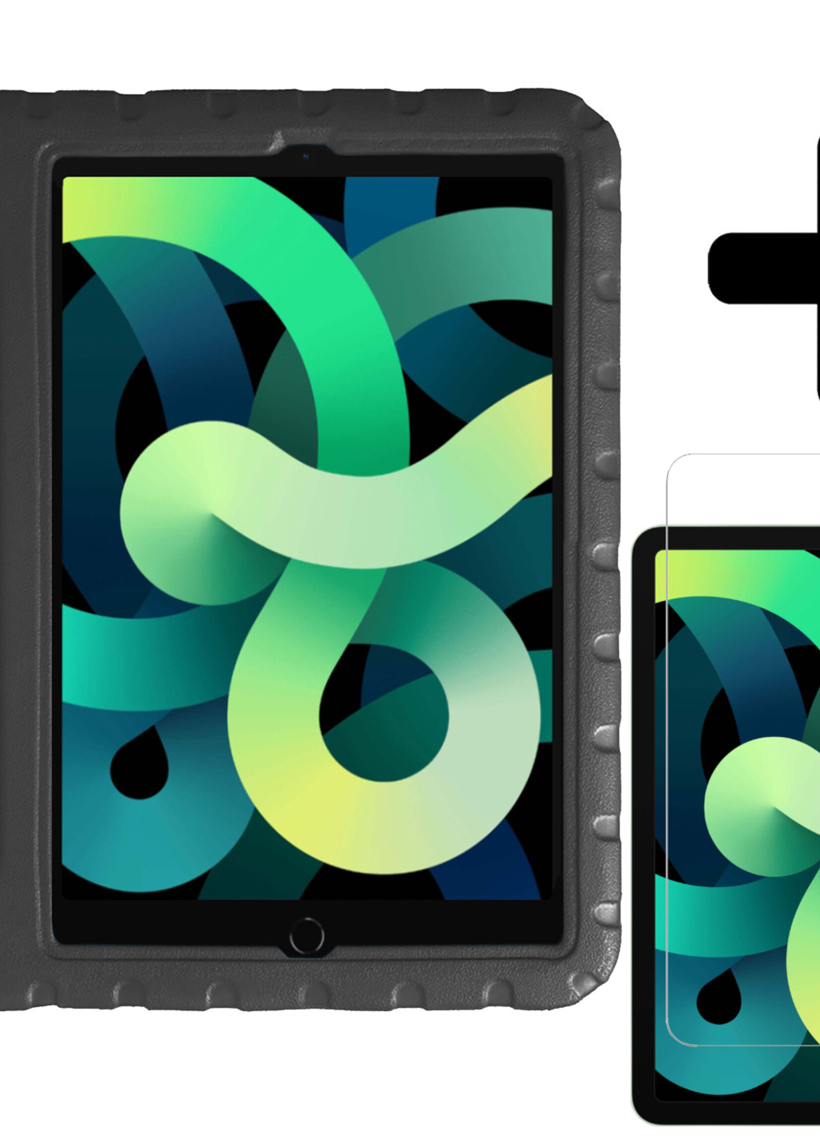 LUQ Hoes Geschikt voor iPad Air 2022 Hoes Kinder Hoesje Kids Case Kinderhoes Shockproof Met Screenprotector - Hoesje Geschikt voor iPad Air 5 2022 Hoesje Kidscase - Zwart