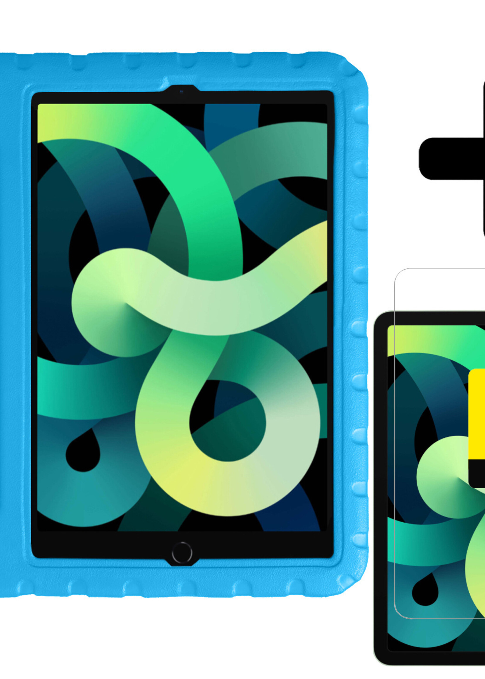 LUQ Hoes Geschikt voor iPad Air 2022 Hoes Kinder Hoesje Kids Case Kinderhoes Shockproof Met 2x Screenprotector - Hoesje Geschikt voor iPad Air 5 2022 Hoesje Kidscase - Blauw