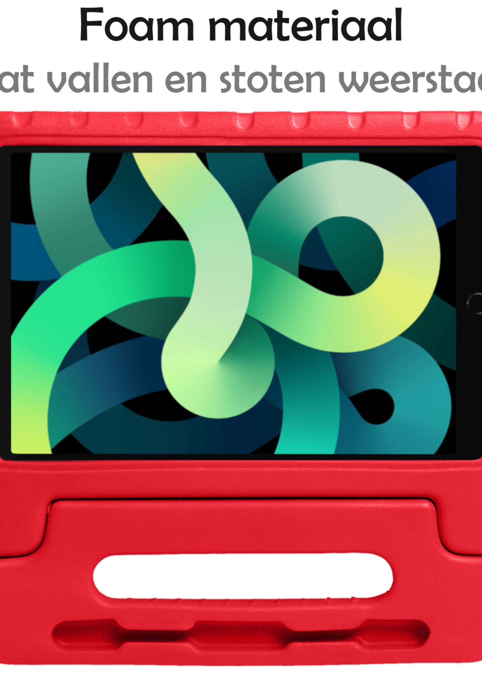 LUQ Hoes Geschikt voor iPad Air 2022 Hoes Kinder Hoesje Kids Case Kinderhoes Shockproof Met 2x Screenprotector - Hoesje Geschikt voor iPad Air 5 2022 Hoesje Kidscase - Rood