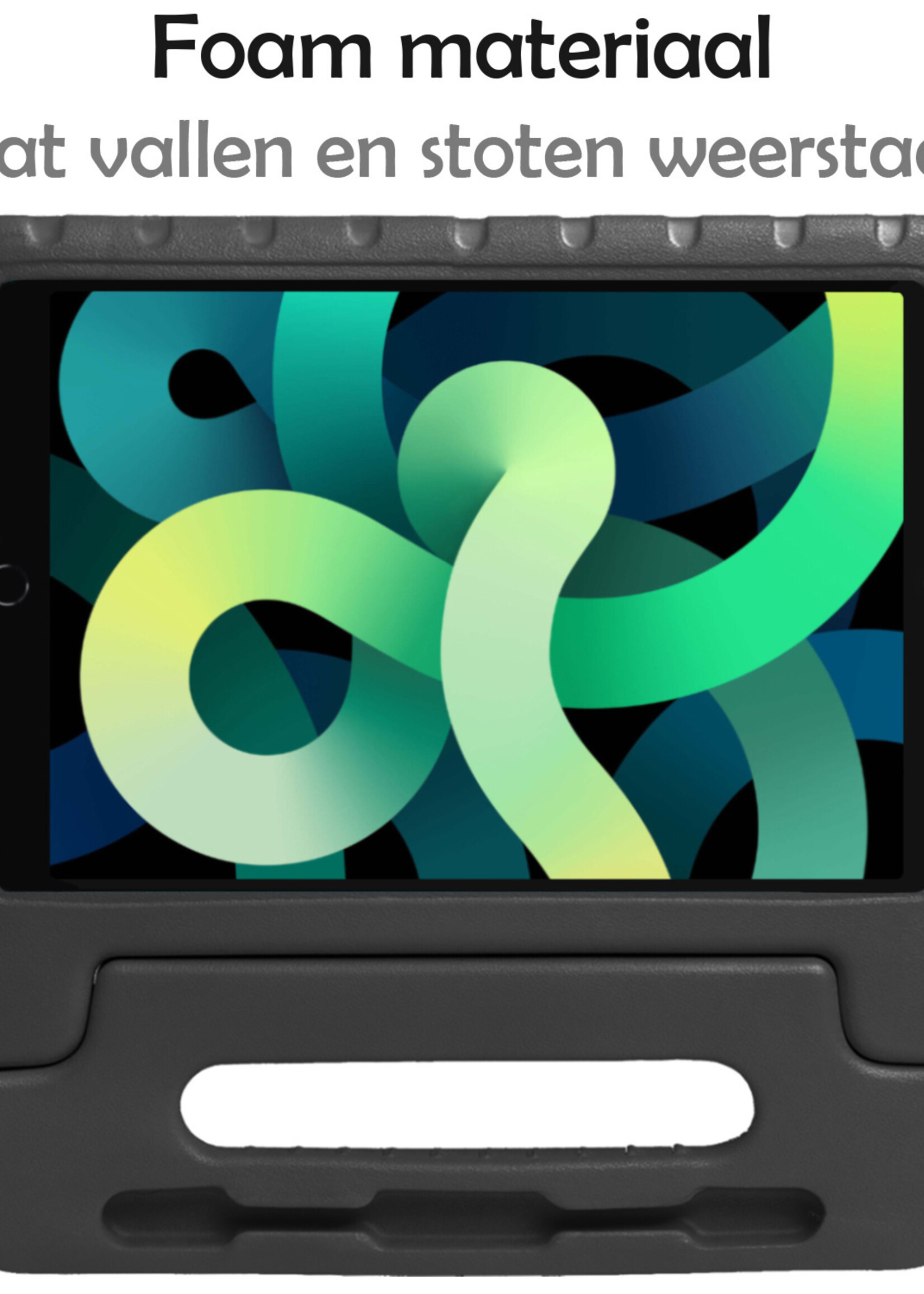 LUQ Hoes Geschikt voor iPad Air 2022 Hoes Kinder Hoesje Kids Case Kinderhoes Shockproof Met 2x Screenprotector - Hoesje Geschikt voor iPad Air 5 2022 Hoesje Kidscase - Zwart