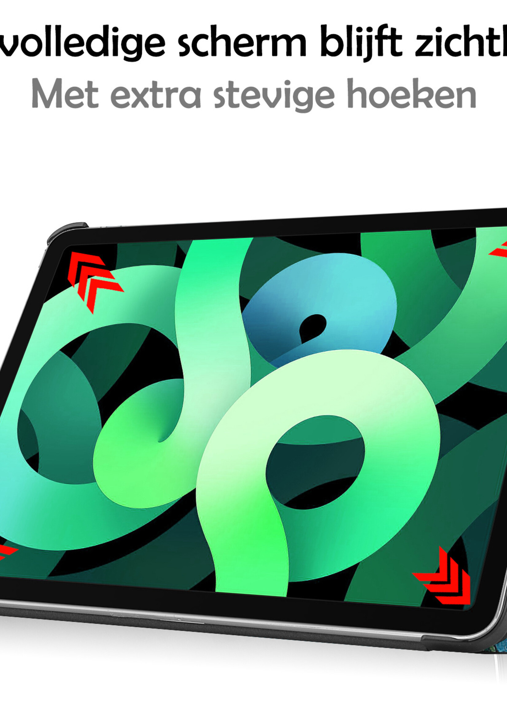LUQ Hoes Geschikt voor iPad Air 2022 Hoes Luxe Hoesje Book Case - Hoesje Geschikt voor iPad Air 5 2022 Hoes Cover - Blokken