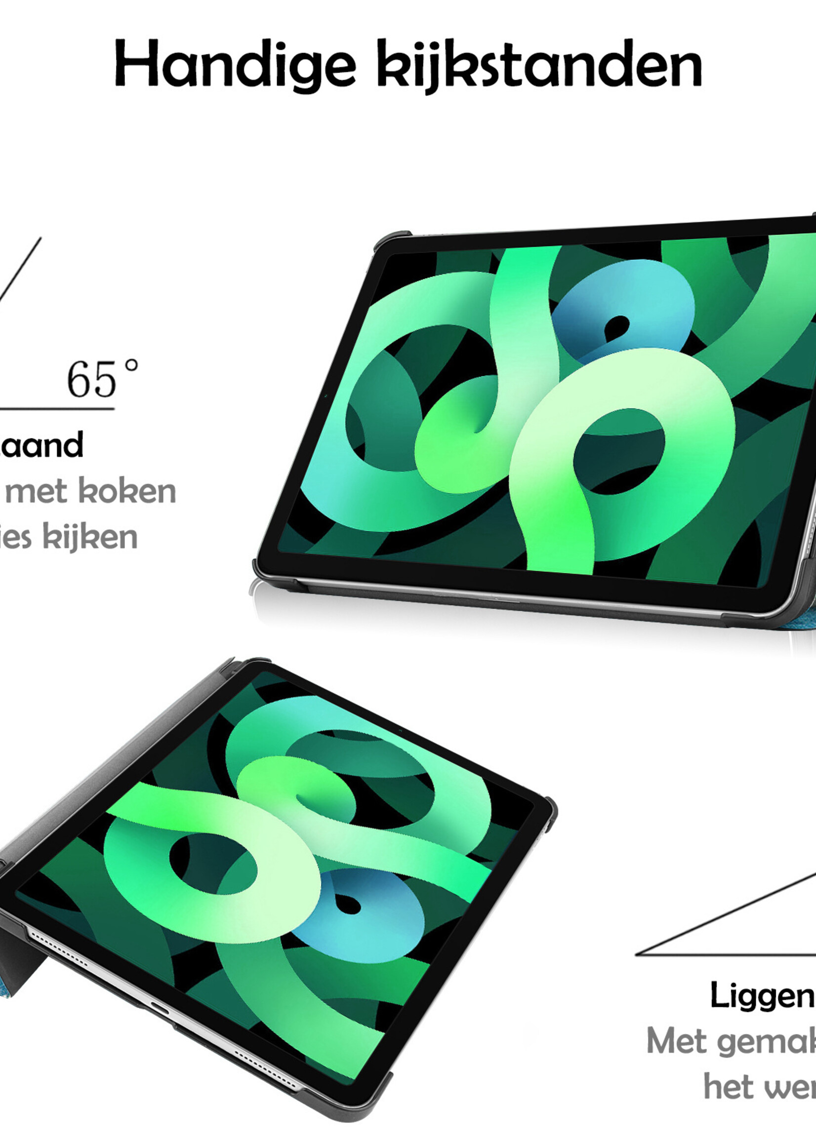 LUQ Hoes Geschikt voor iPad Air 2022 Hoes Luxe Hoesje Book Case - Hoesje Geschikt voor iPad Air 5 2022 Hoes Cover - Blokken