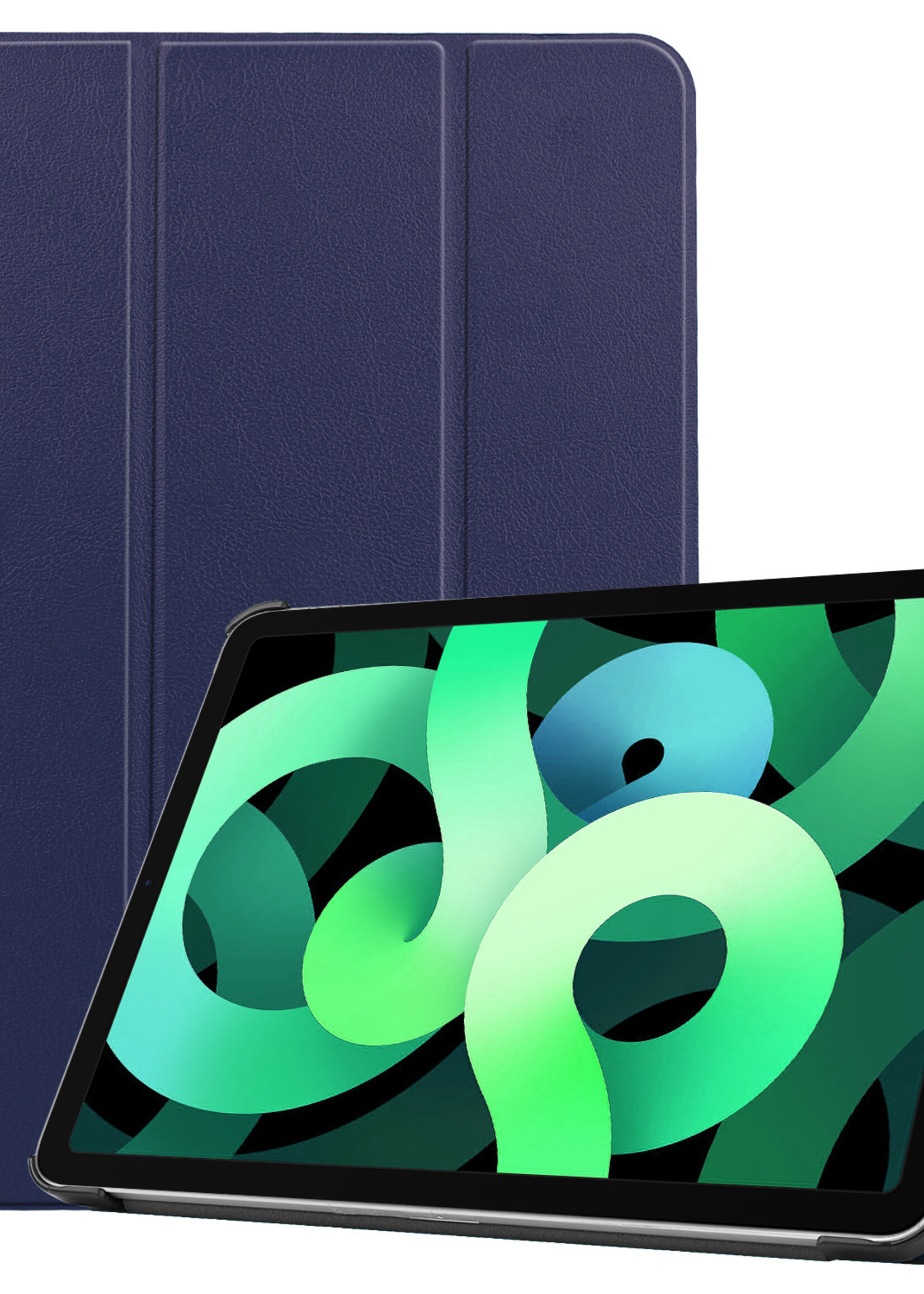 LUQ Hoes Geschikt voor iPad Air 2022 Hoes Luxe Hoesje Book Case - Hoesje Geschikt voor iPad Air 5 2022 Hoes Cover - Donkerblauw