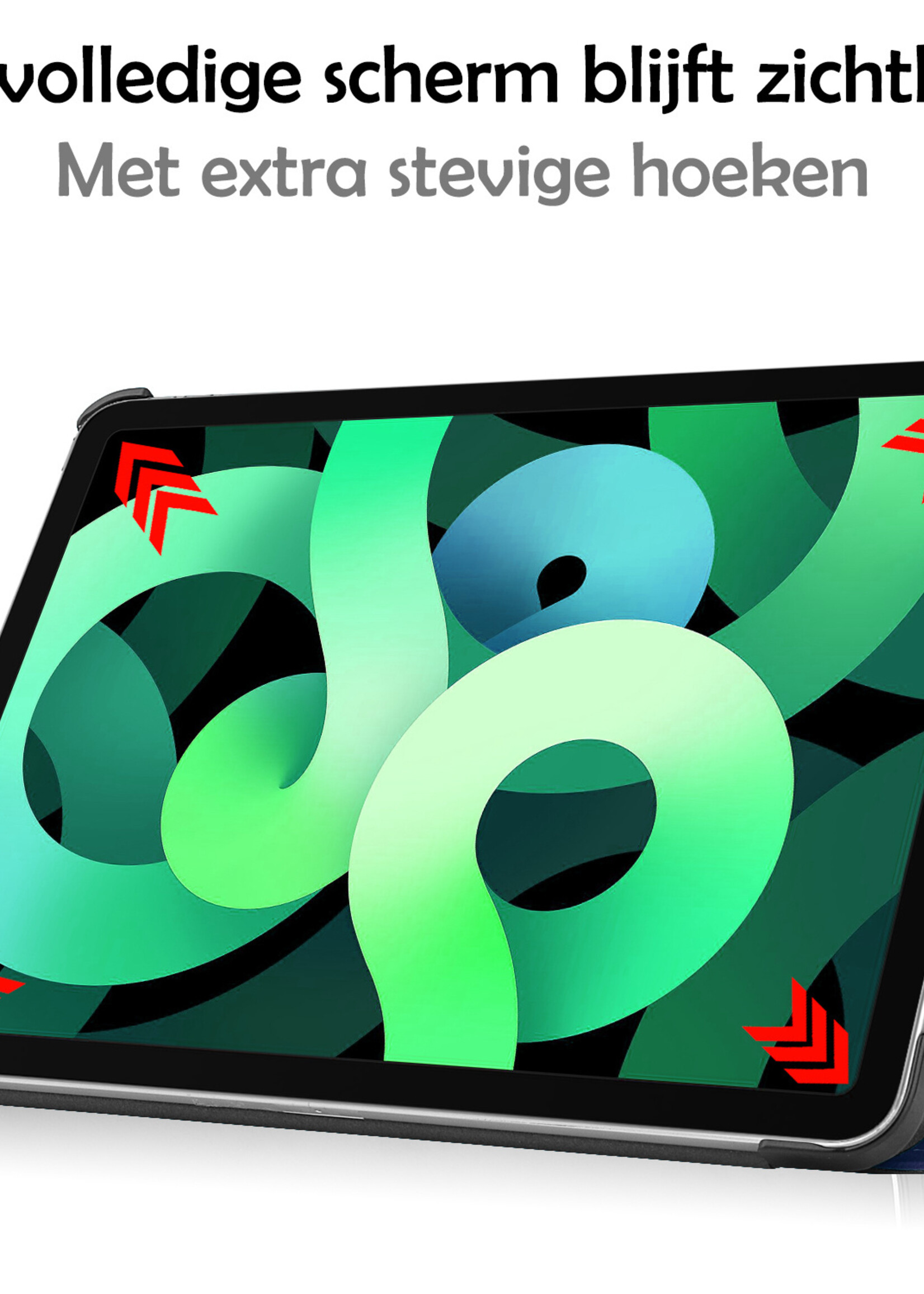 LUQ Hoes Geschikt voor iPad Air 2022 Hoes Luxe Hoesje Book Case - Hoesje Geschikt voor iPad Air 5 2022 Hoes Cover - Donkerblauw