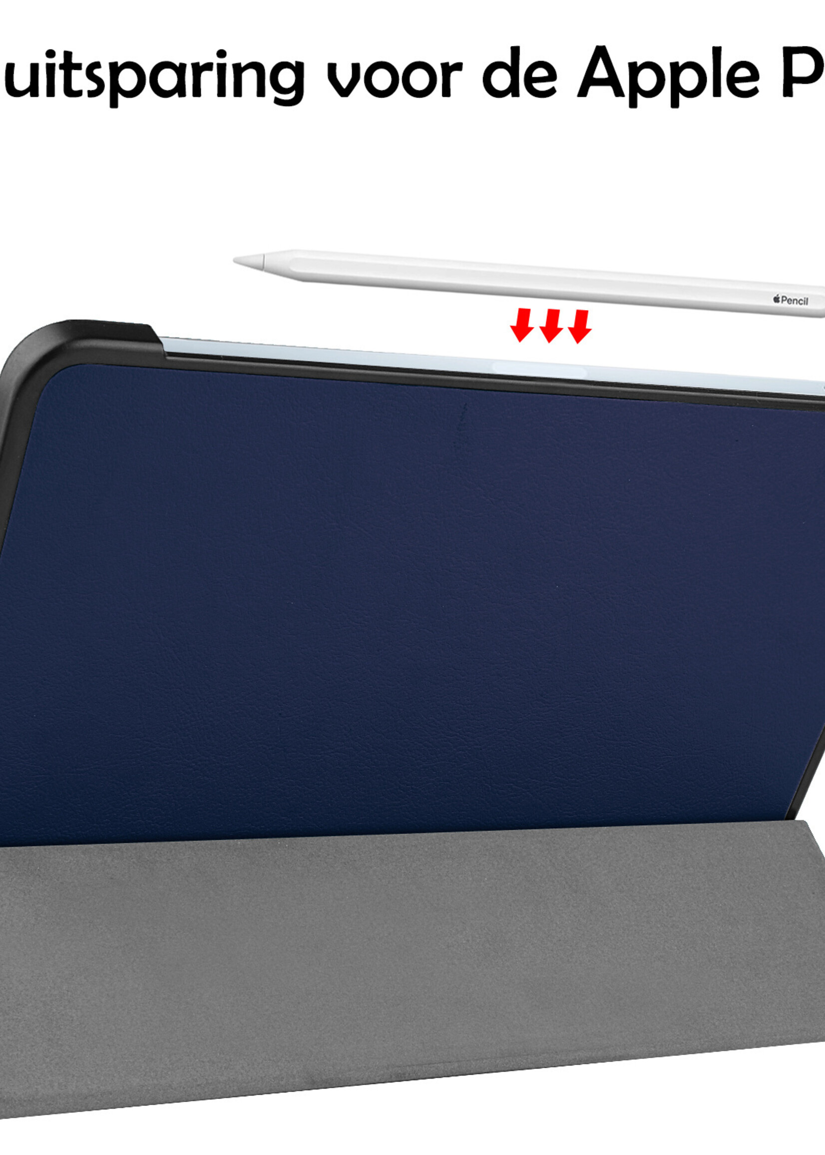 LUQ Hoes Geschikt voor iPad Air 2022 Hoes Luxe Hoesje Book Case - Hoesje Geschikt voor iPad Air 5 2022 Hoes Cover - Donkerblauw