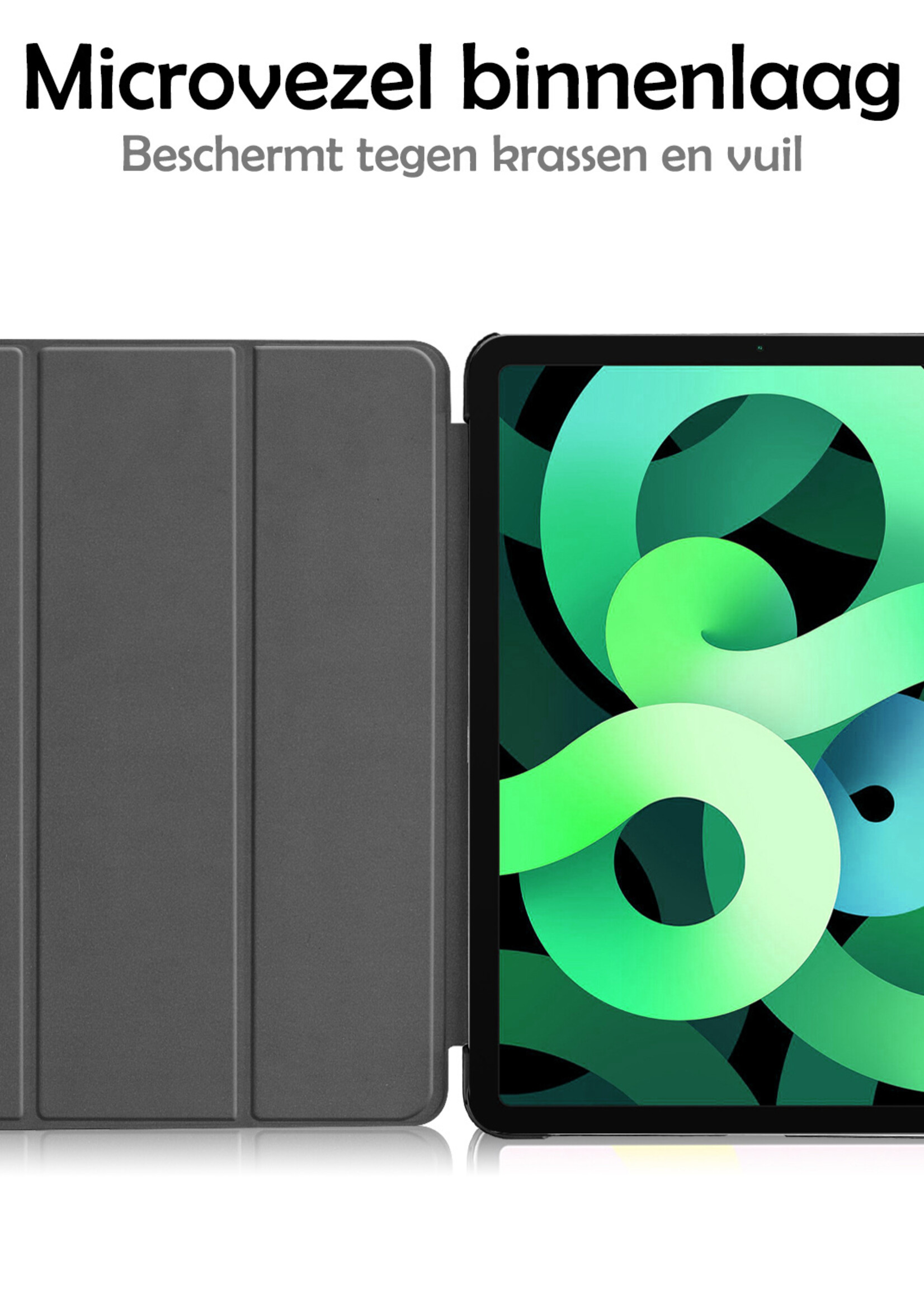 LUQ Hoes Geschikt voor iPad Air 2022 Hoes Luxe Hoesje Book Case - Hoesje Geschikt voor iPad Air 5 2022 Hoes Cover - Donkerblauw