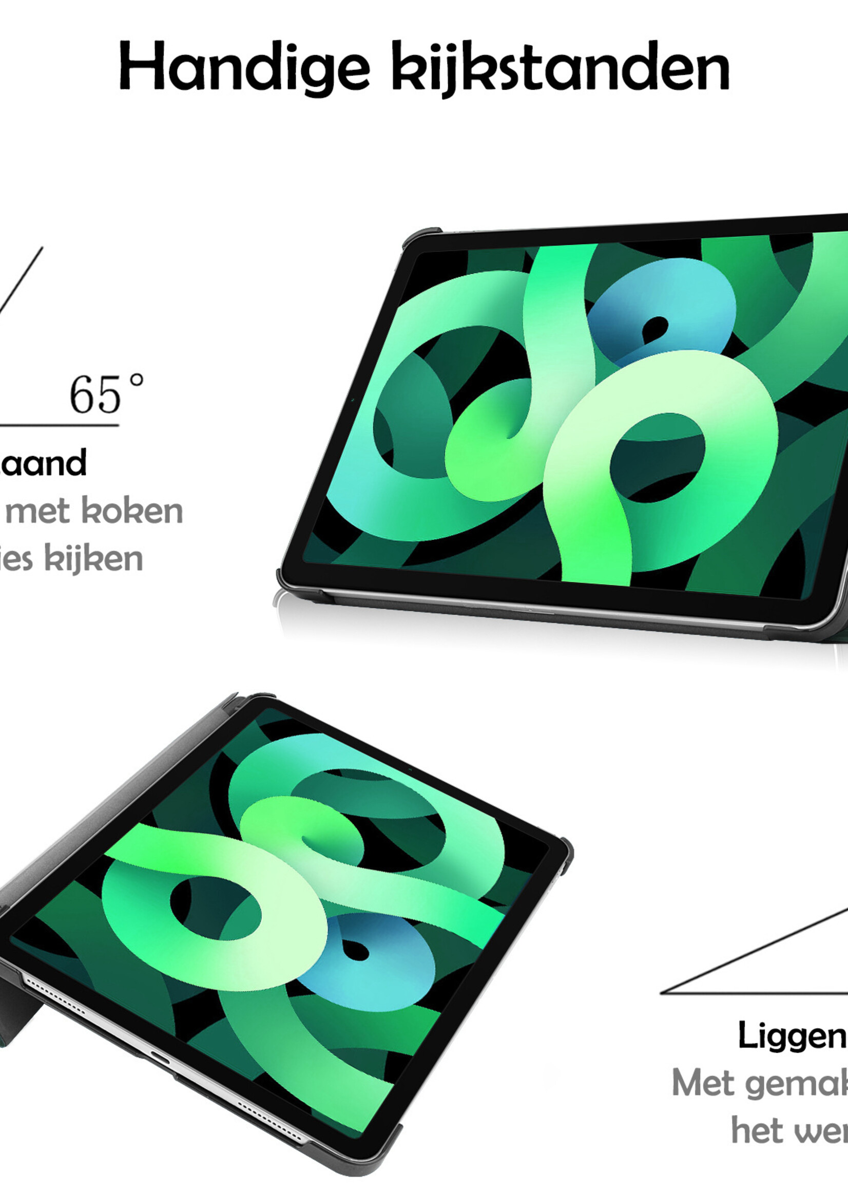 LUQ Hoes Geschikt voor iPad Air 2022 Hoes Luxe Hoesje Book Case - Hoesje Geschikt voor iPad Air 5 2022 Hoes Cover - Donkergroen