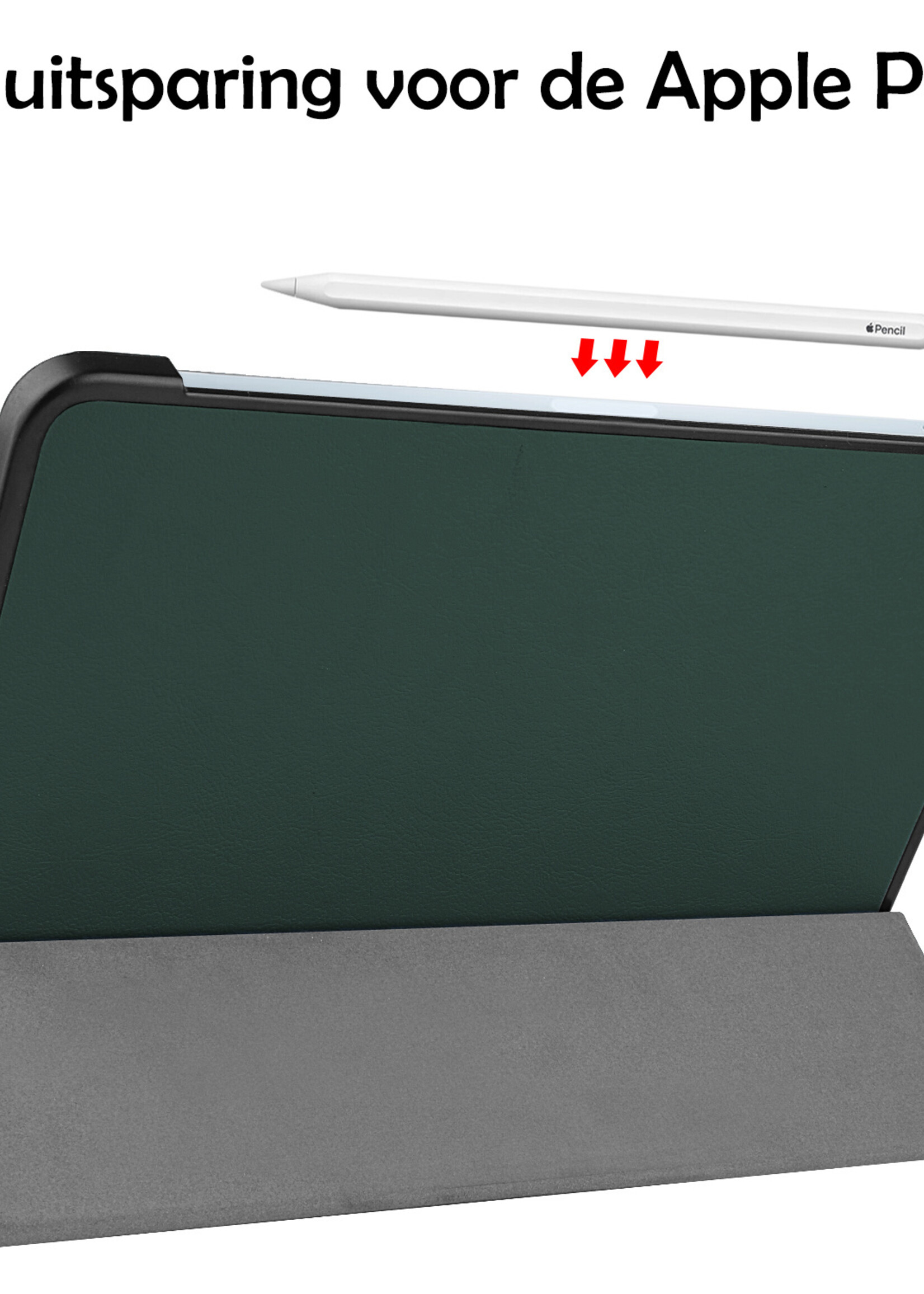 LUQ Hoes Geschikt voor iPad Air 2022 Hoes Luxe Hoesje Book Case - Hoesje Geschikt voor iPad Air 5 2022 Hoes Cover - Donkergroen