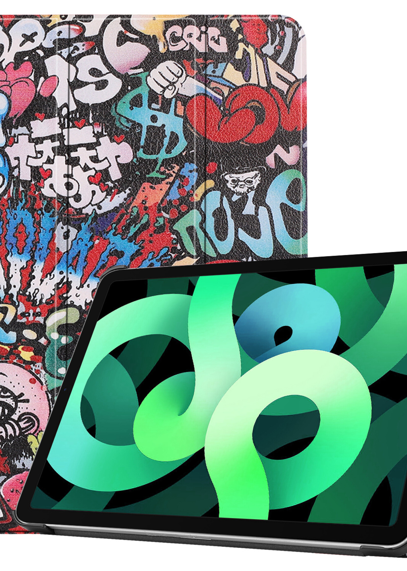 LUQ Hoes Geschikt voor iPad Air 2022 Hoes Luxe Hoesje Book Case - Hoesje Geschikt voor iPad Air 5 2022 Hoes Cover - Graffity
