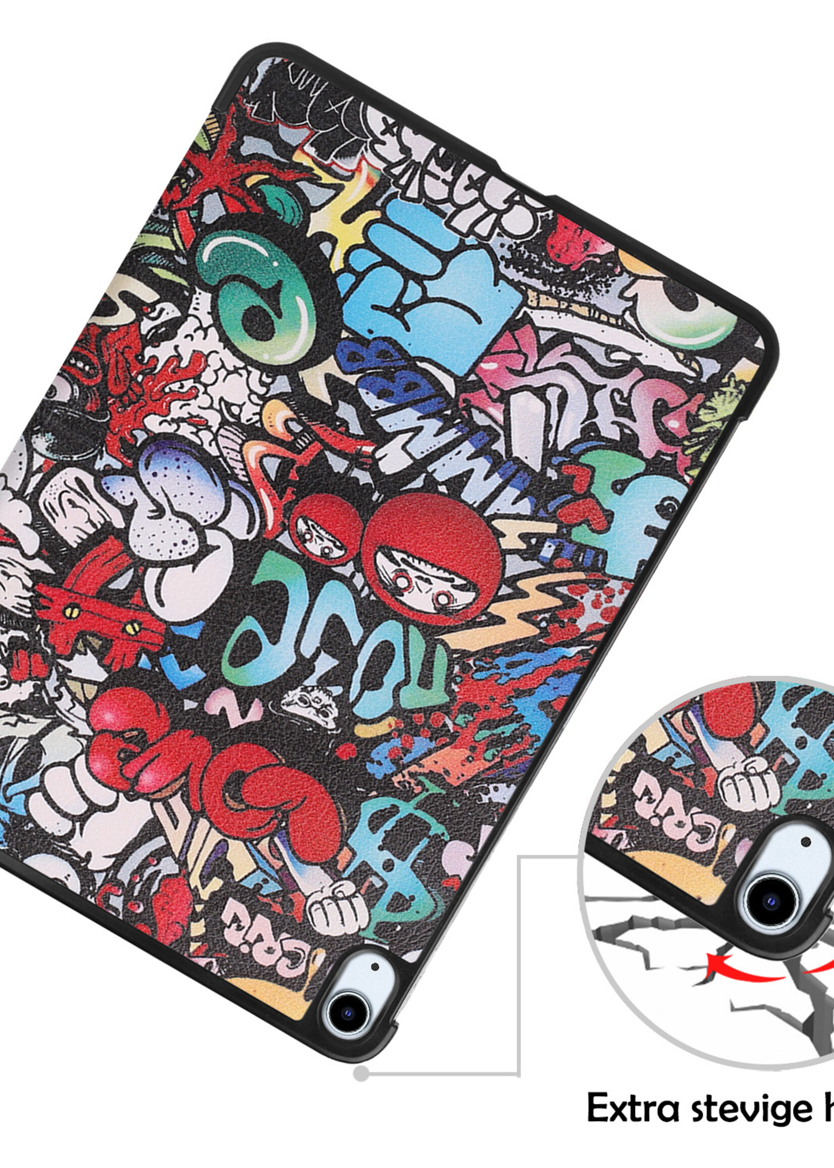 LUQ Hoes Geschikt voor iPad Air 2022 Hoes Luxe Hoesje Book Case - Hoesje Geschikt voor iPad Air 5 2022 Hoes Cover - Graffity