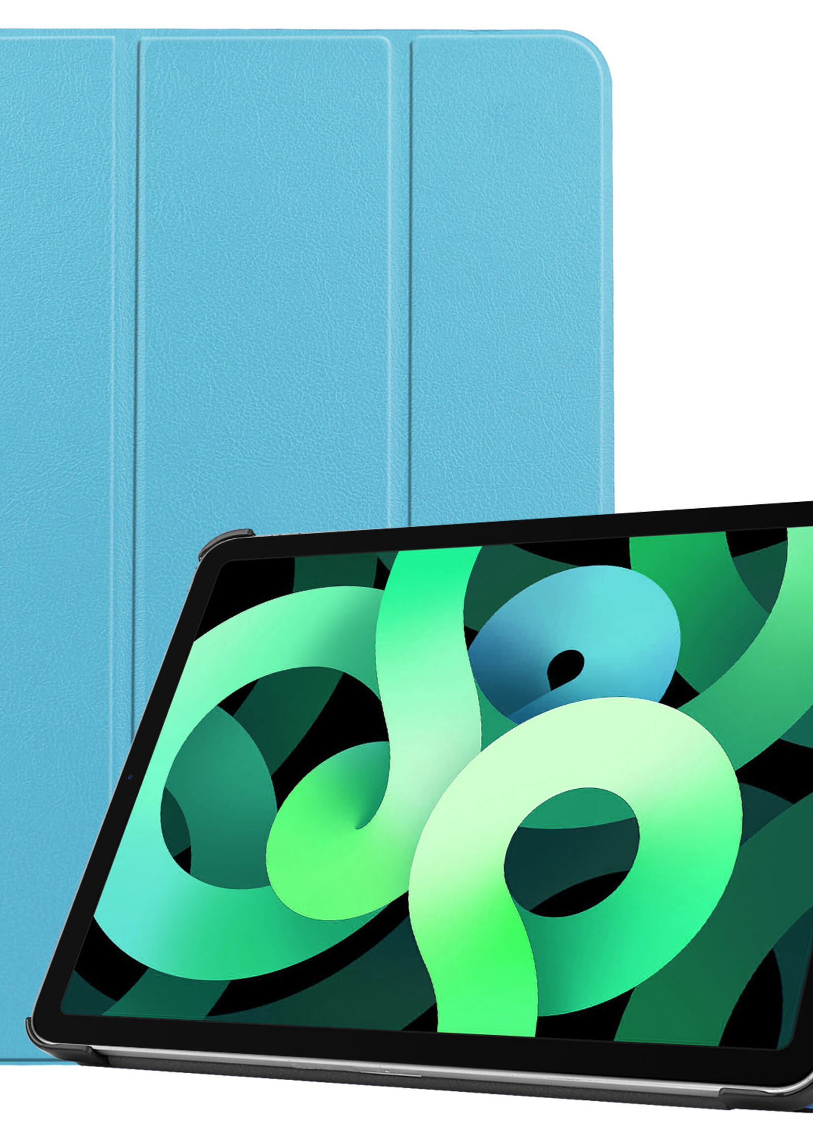 LUQ Hoes Geschikt voor iPad Air 2022 Hoes Luxe Hoesje Book Case - Hoesje Geschikt voor iPad Air 5 2022 Hoes Cover - Lichtblauw
