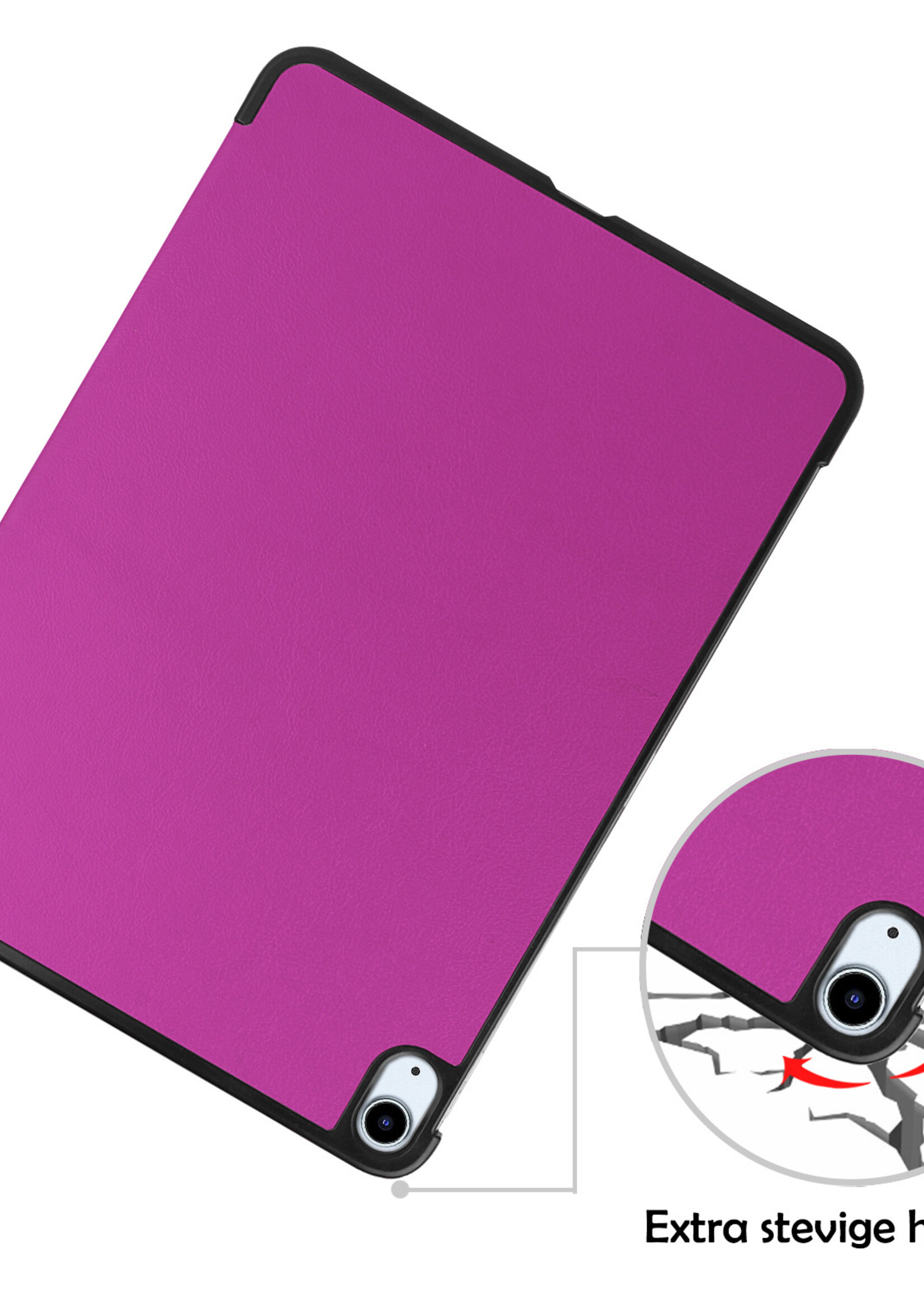 LUQ Hoes Geschikt voor iPad Air 2022 Hoes Luxe Hoesje Book Case - Hoesje Geschikt voor iPad Air 5 2022 Hoes Cover - Paars