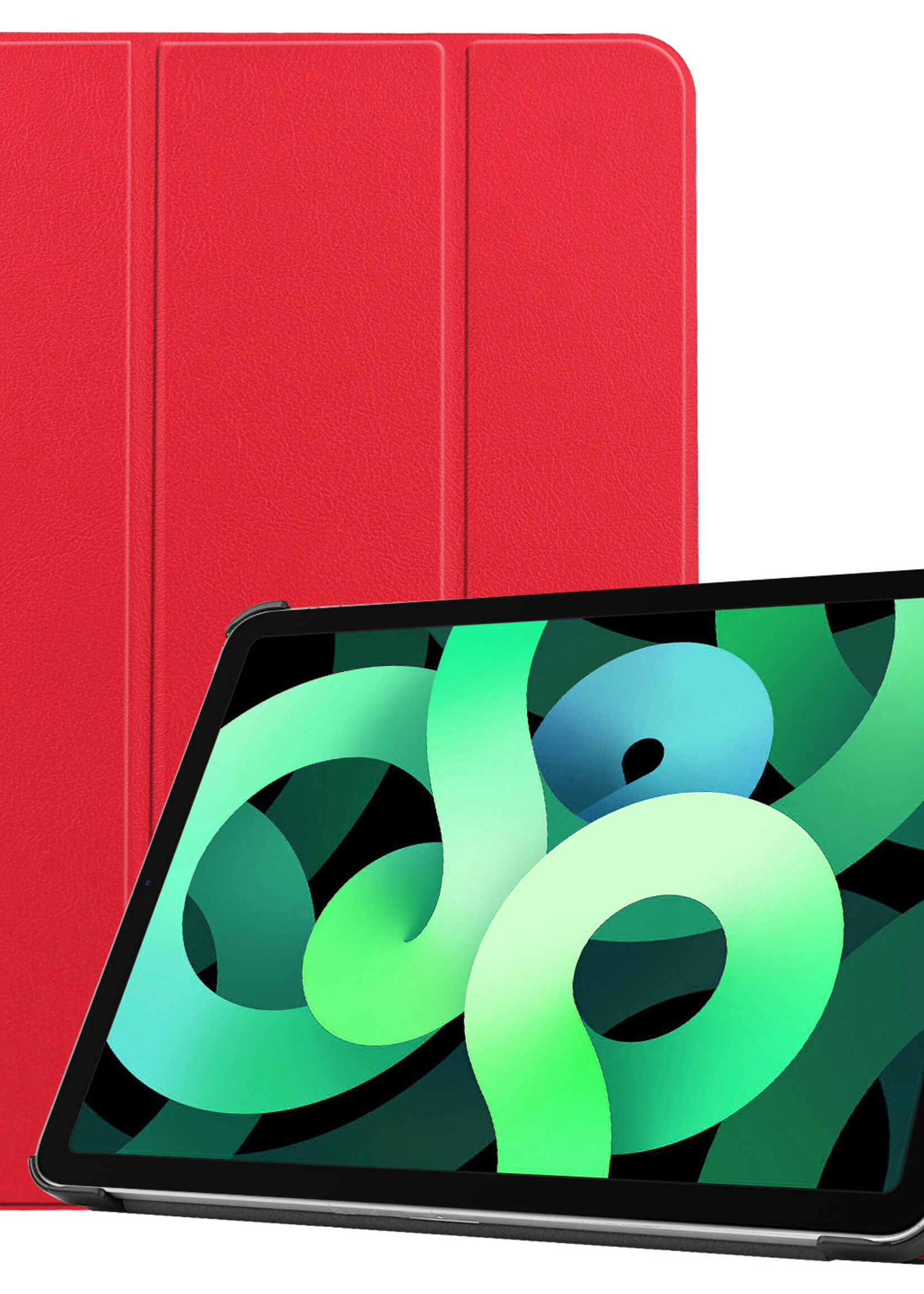 LUQ Hoes Geschikt voor iPad Air 2022 Hoes Luxe Hoesje Book Case - Hoesje Geschikt voor iPad Air 5 2022 Hoes Cover - Rood