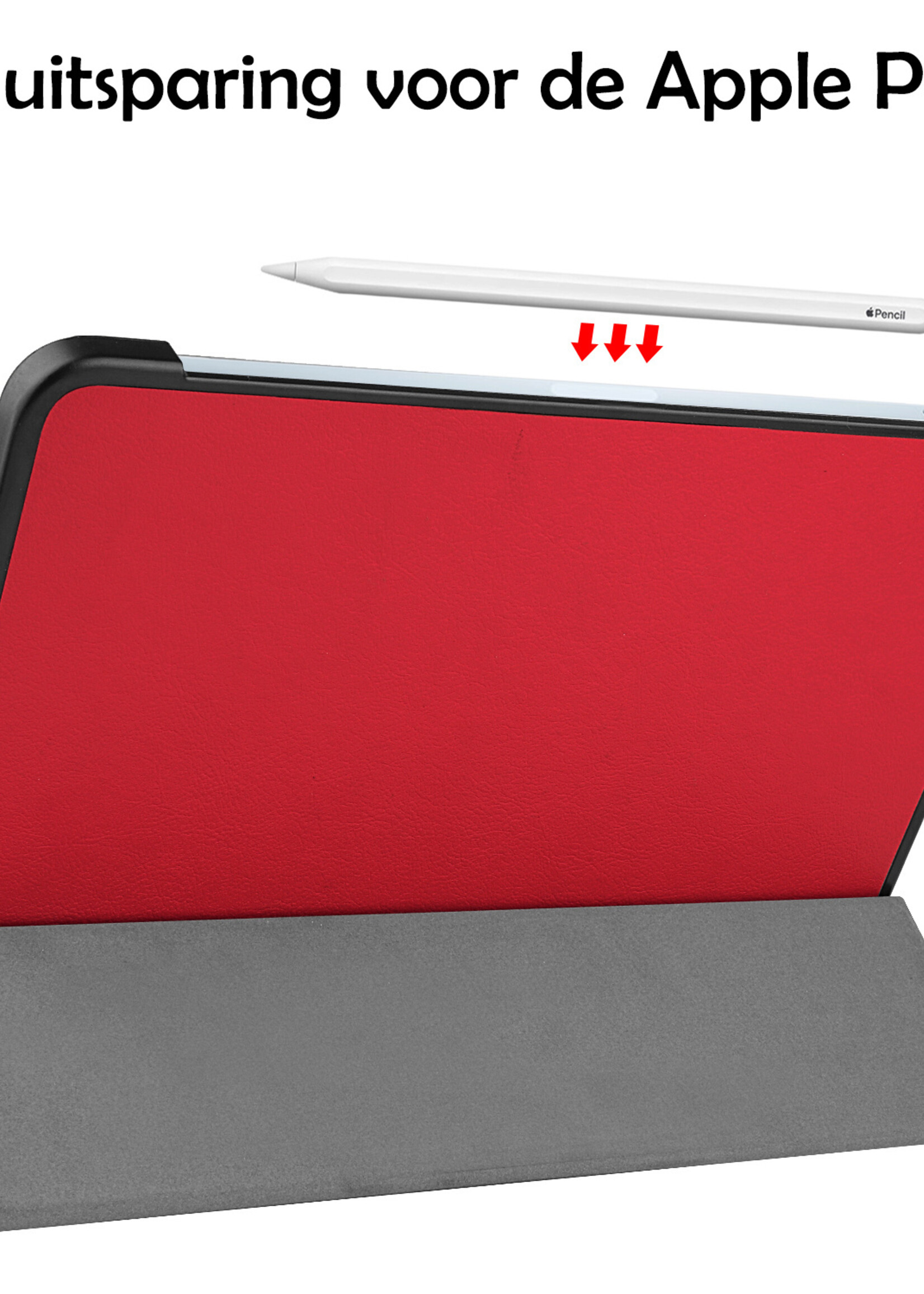 LUQ Hoes Geschikt voor iPad Air 2022 Hoes Luxe Hoesje Book Case - Hoesje Geschikt voor iPad Air 5 2022 Hoes Cover - Rood