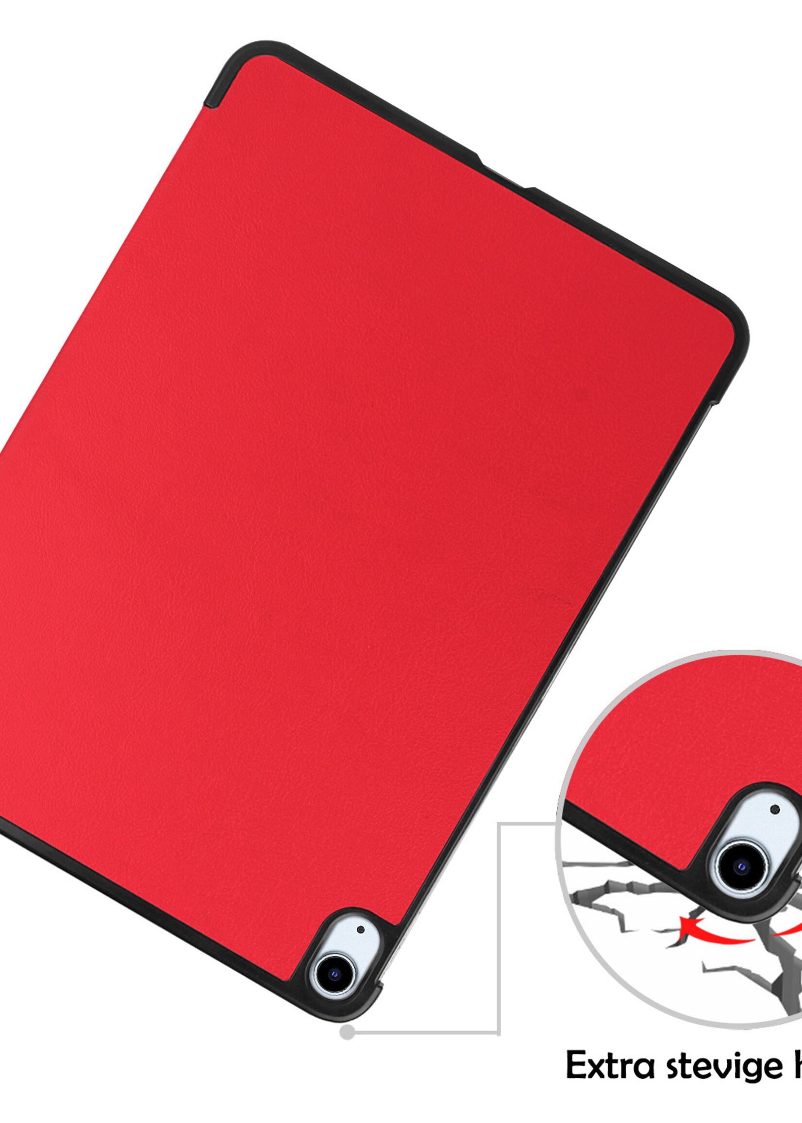 LUQ Hoes Geschikt voor iPad Air 2022 Hoes Luxe Hoesje Book Case - Hoesje Geschikt voor iPad Air 5 2022 Hoes Cover - Rood