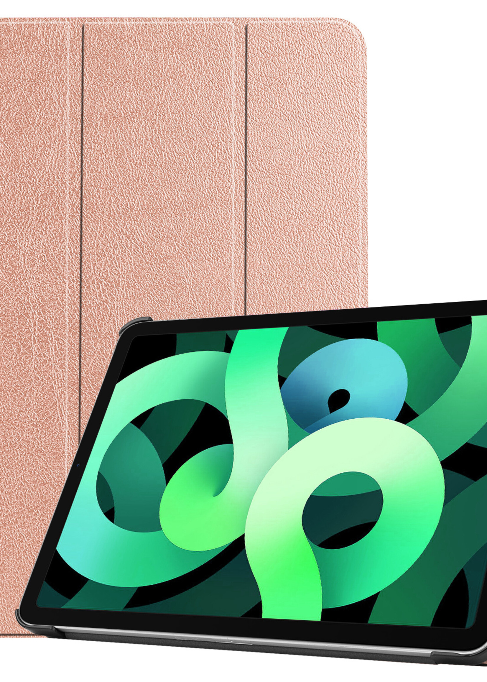 LUQ Hoes Geschikt voor iPad Air 2022 Hoes Luxe Hoesje Book Case - Hoesje Geschikt voor iPad Air 5 2022 Hoes Cover - Rosé goud